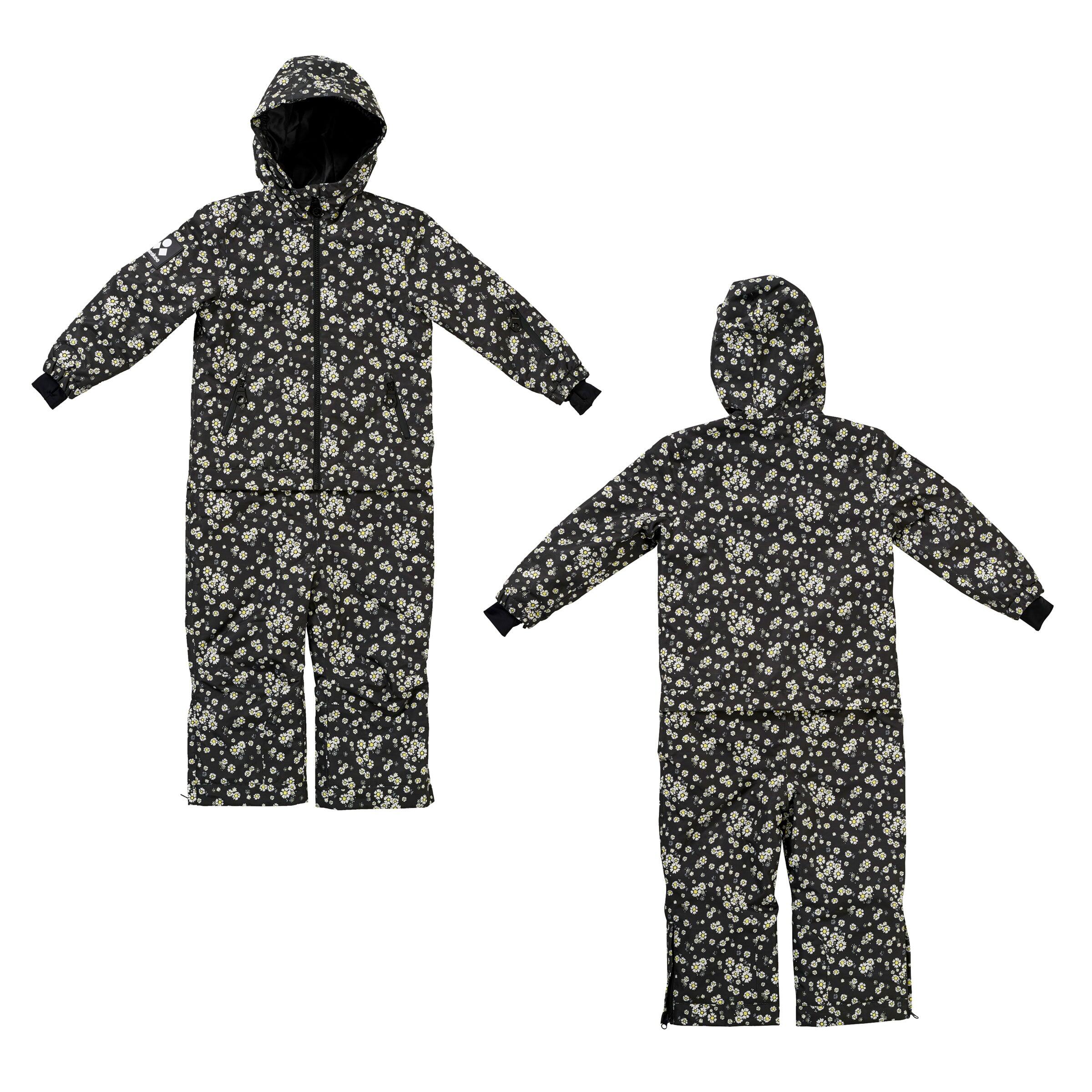 Kids 2-in-1 Snow Suit, Black Floral 7/7