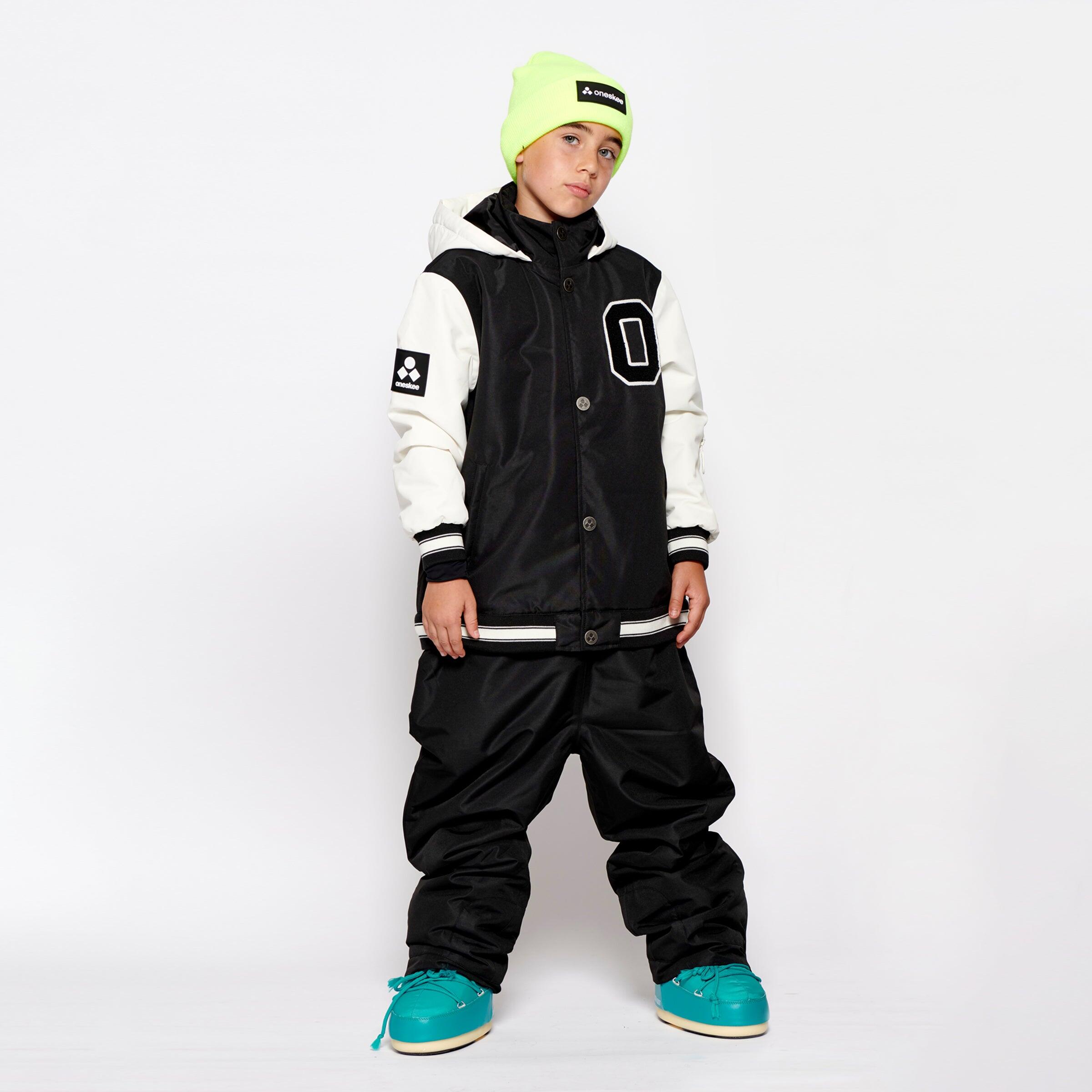 ONESKEE Kids 2-in-1 Snow Suit, Black Varsity