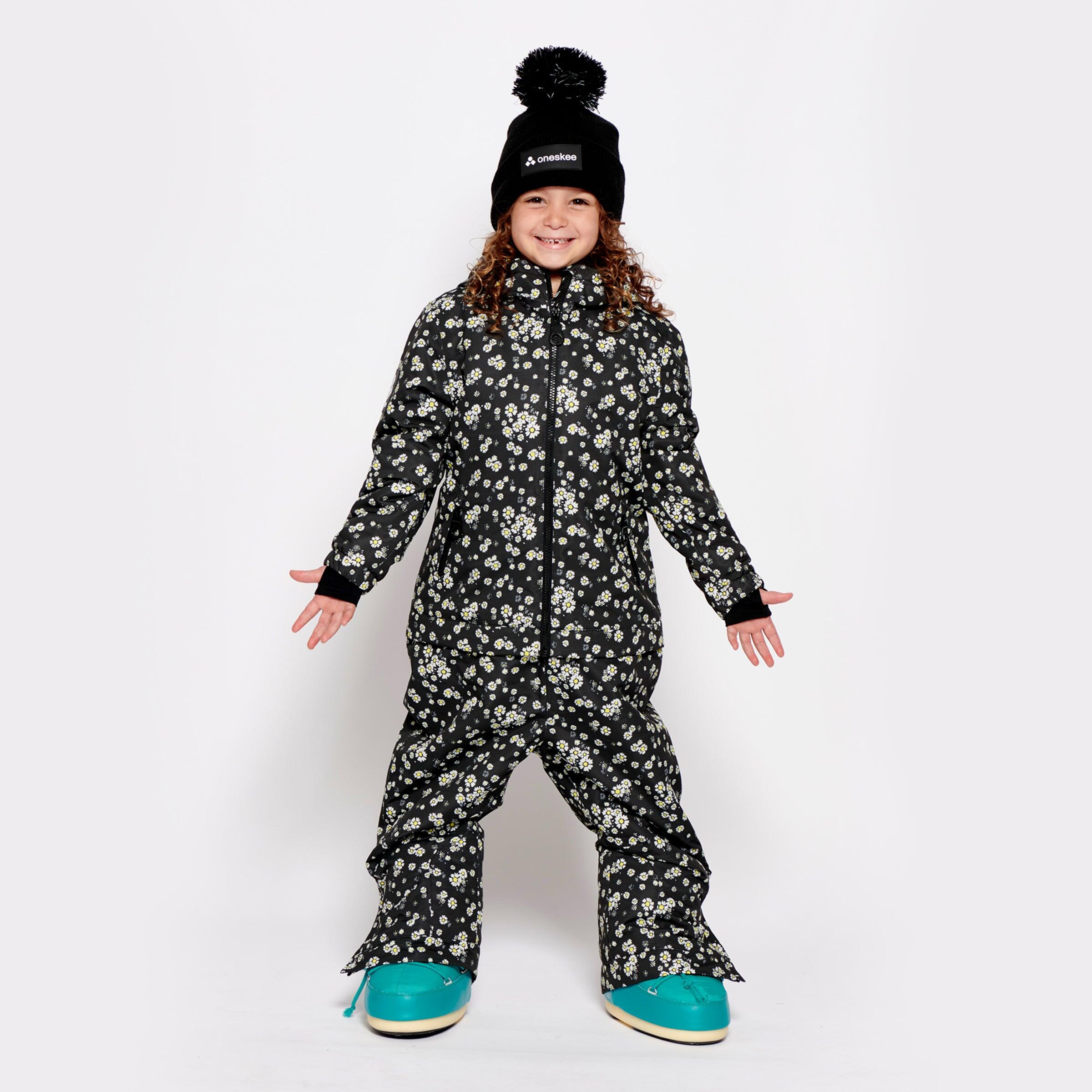 ONESKEE Kids 2-in-1 Snow Suit, Black Floral