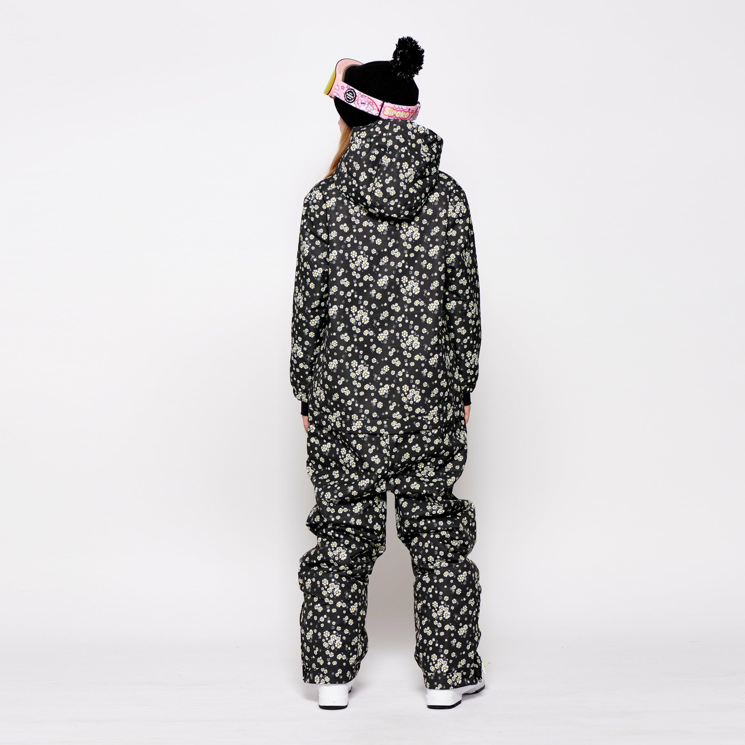 Kids 2-in-1 Snow Suit, Black Floral 4/7