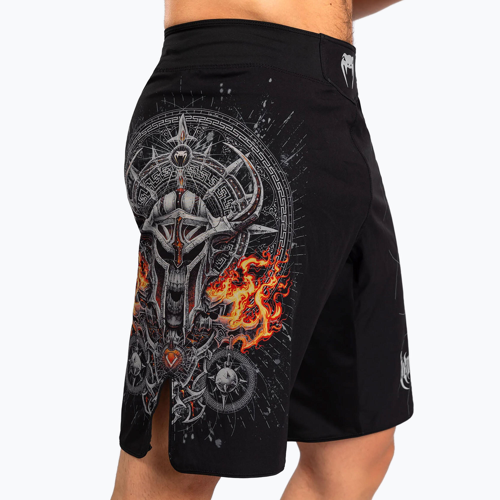 Pantalones cortos de MMA Venum Gladiator 5.0, negros y plateados, talla M 4/4
