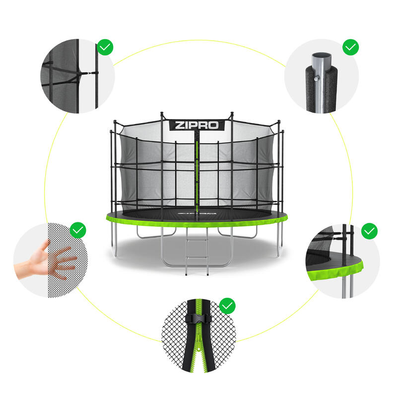 Trambulină de exterior Zipro Jump Pro cu plasă de protecție internă 12FT 374cm