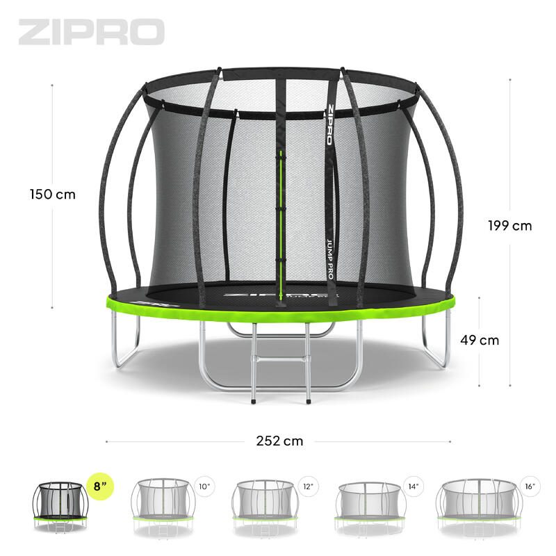 Trampoline rond Zipro Jump Pro Premium 8FT 252cm filet de protection intérieur