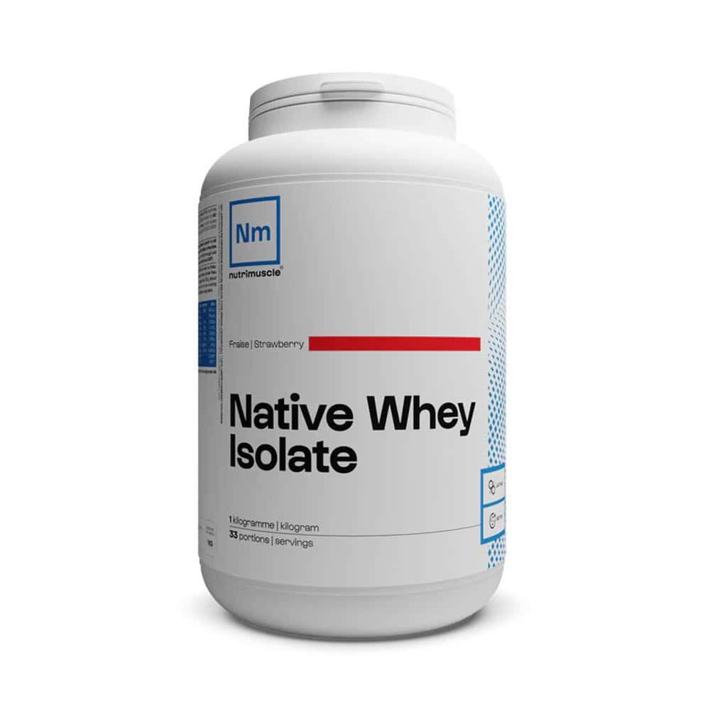 NUTRIMUSCLE Wei-isolaat - Wei-native Isolaat (1,2kg) - Aardbei