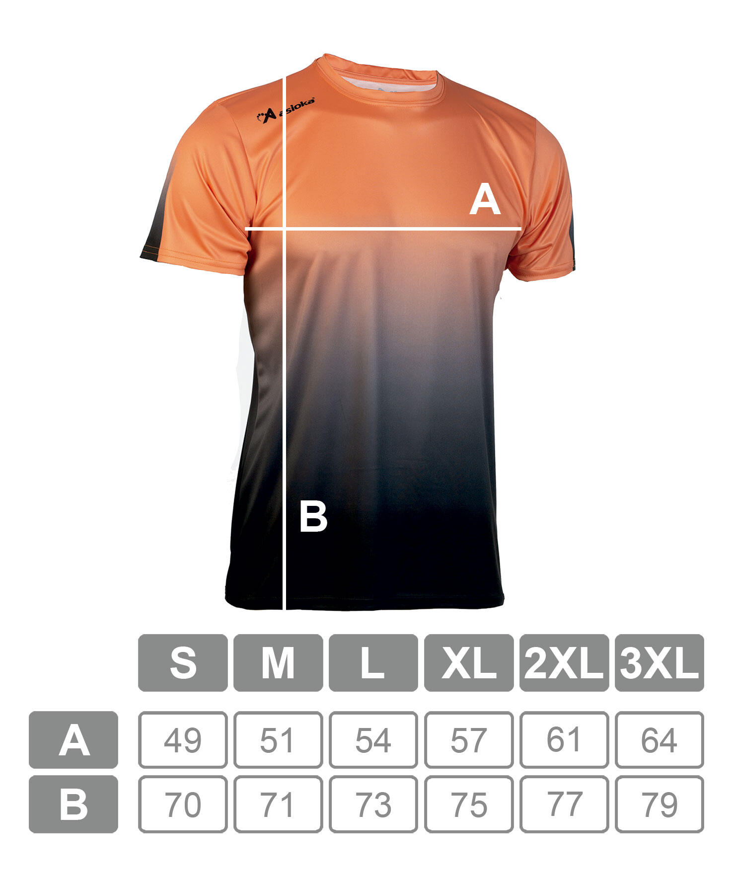 Camiseta de Fútbol para Hombre Asioka TENERIFE Naranja/Negro.Poliéster Interlock 5/7