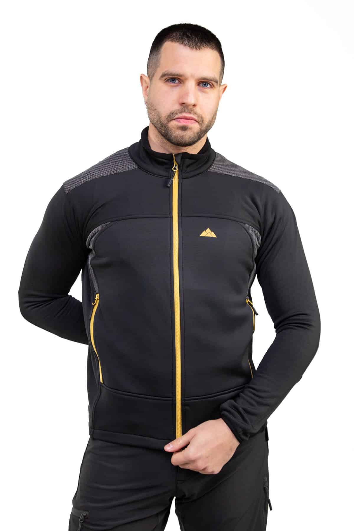 Casaco polar banff alpinismo homem elástico transpirável preto-dourado