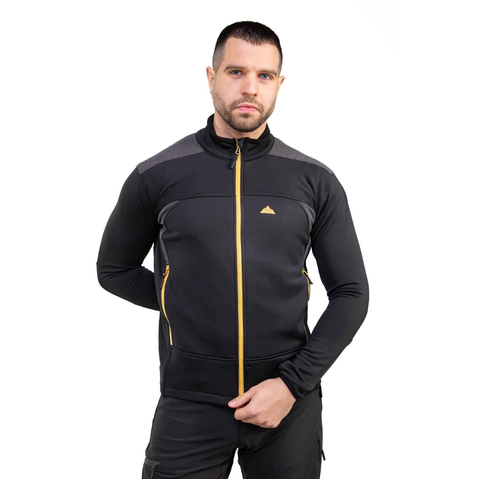 Casaco Polar Banff Alpinismo Homem Elástico Transpirável Preto-Dourado