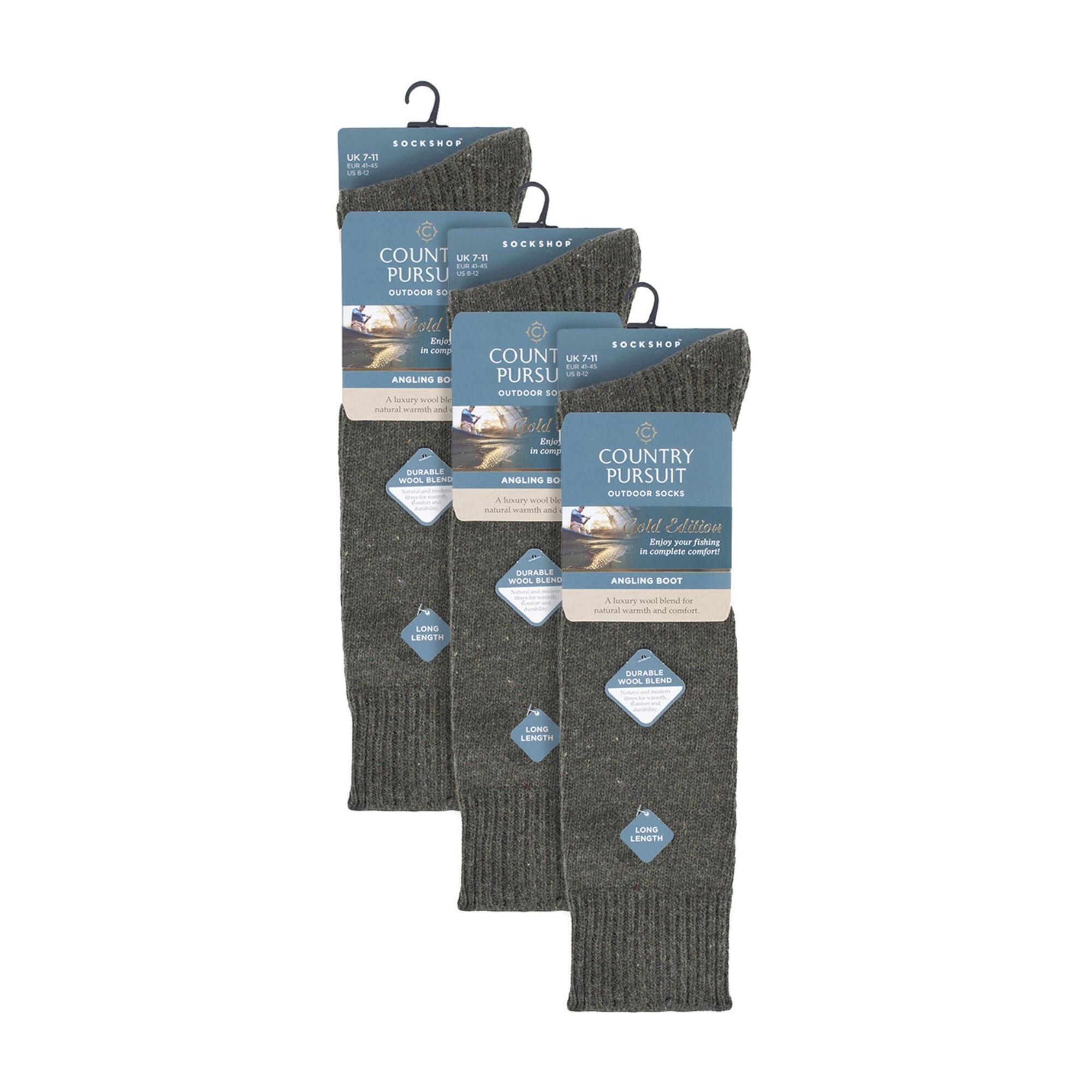 Country Pursuit - 3 Paires Homme Chaussettes Pêches Hautes Laine 2/5