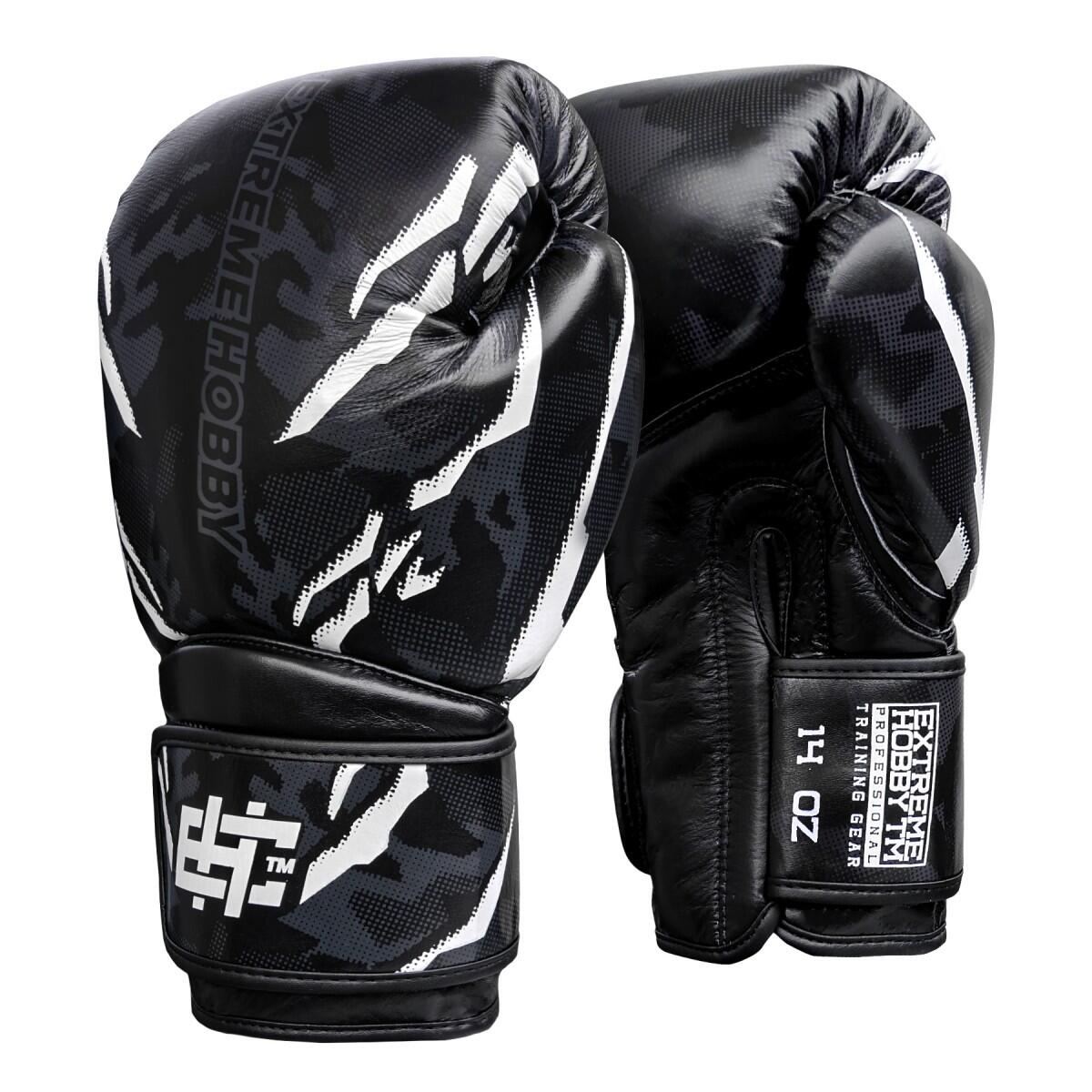 Luvas de boxe em couro genuíno para adulto extreme hobby black panther