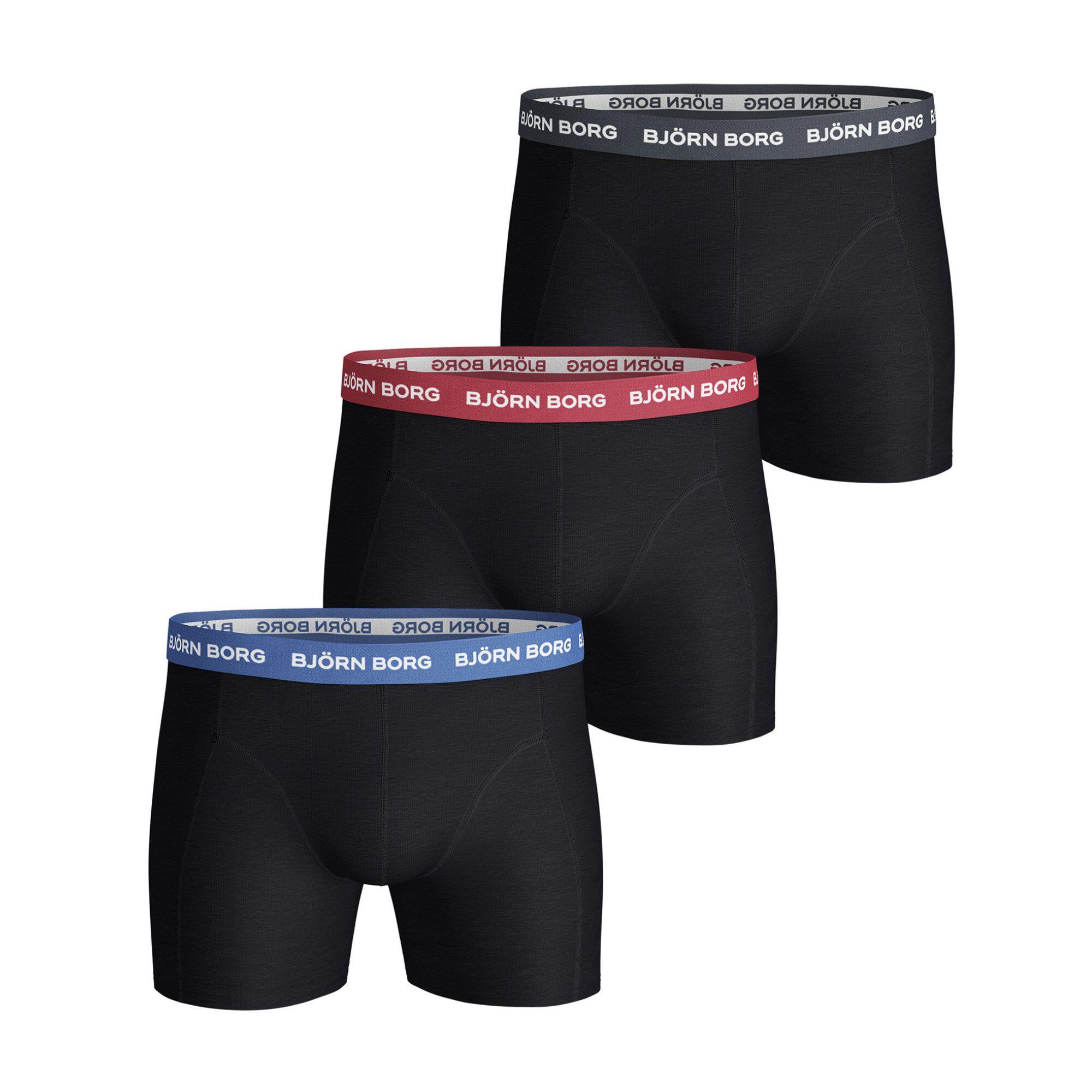 BJORN BORG 3 Pack Mens Designer Band Cotton Boxer Shorts
