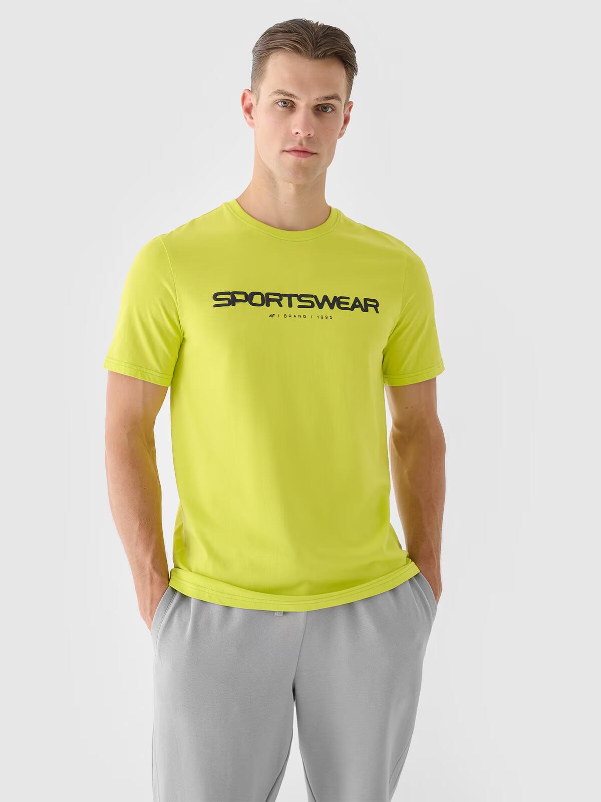 Tricou regular bărbați 2965 cu imprimeu Sportswear - verde, XL