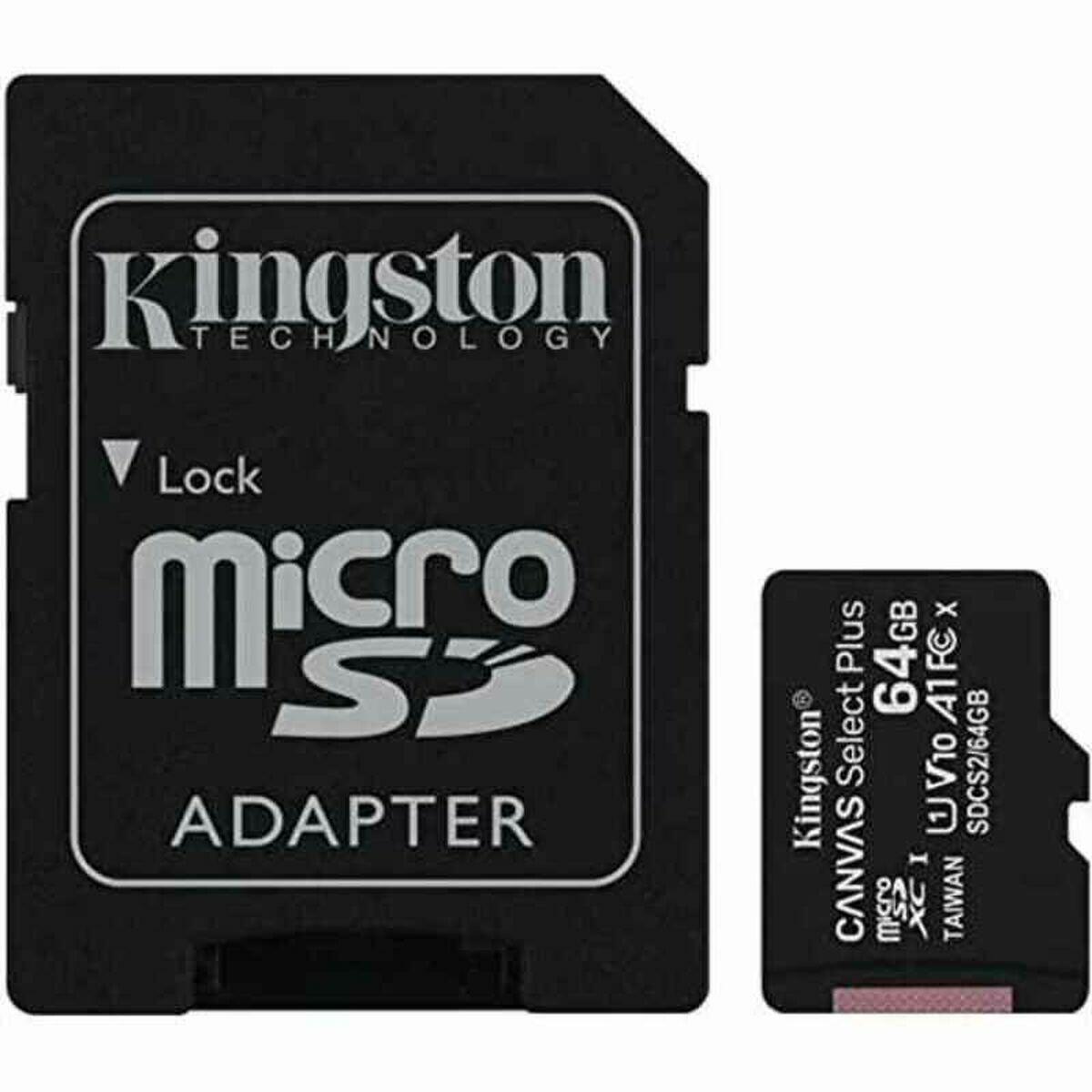 Cartão de memória micro sd com adaptador kingston sdcs2/64gbsp 64 gb