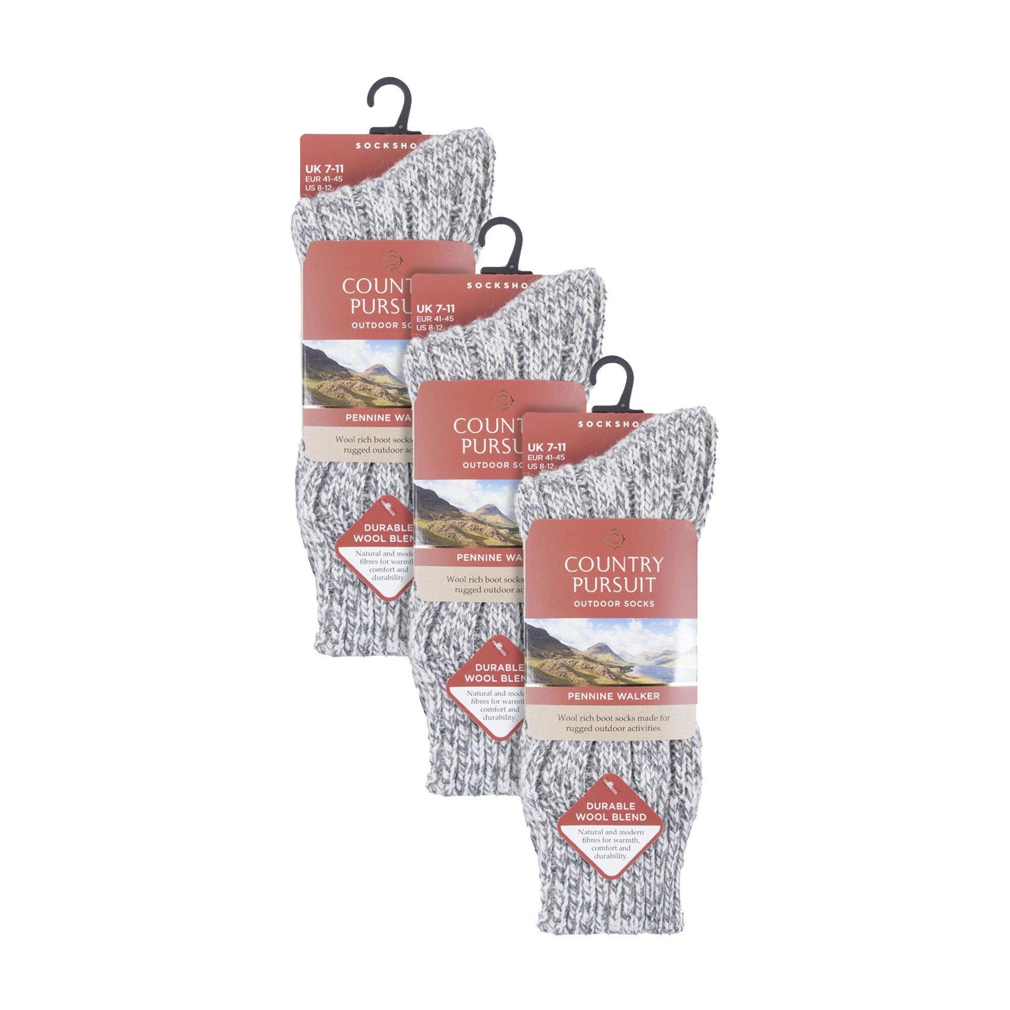3er Pack Herren Wandersocken Wolle | Gepolstert Trekkingsocken | Country Pursuit 2/5