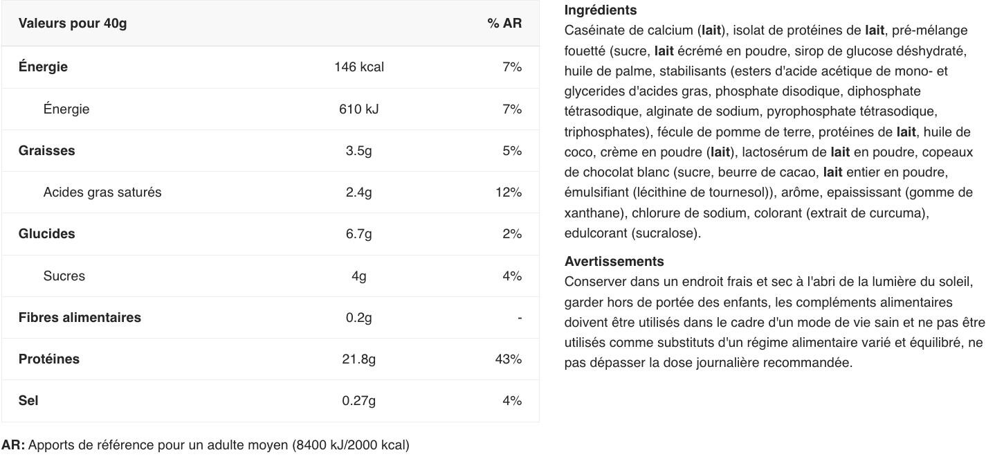 Préparation protéinée - Protein Cookie Dough - Chocolat Blanc Bueno 1000g 2/3