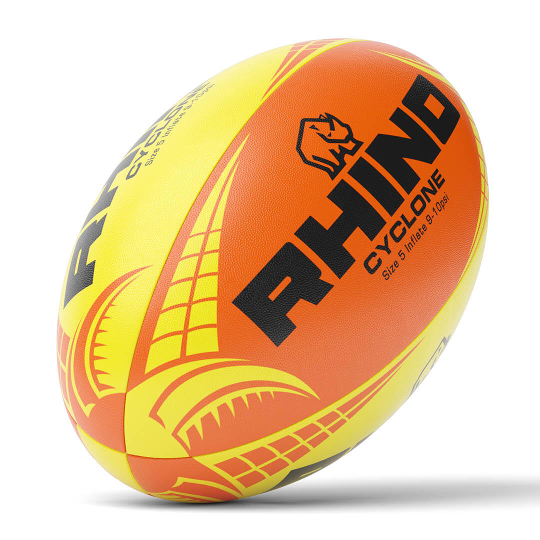 RHINO Cyclone XV Rugby Training Ball Yellow/Orange 3