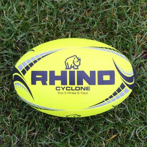 Ballon de rugby Rhino Cyclone Jaune Fluo 3/4