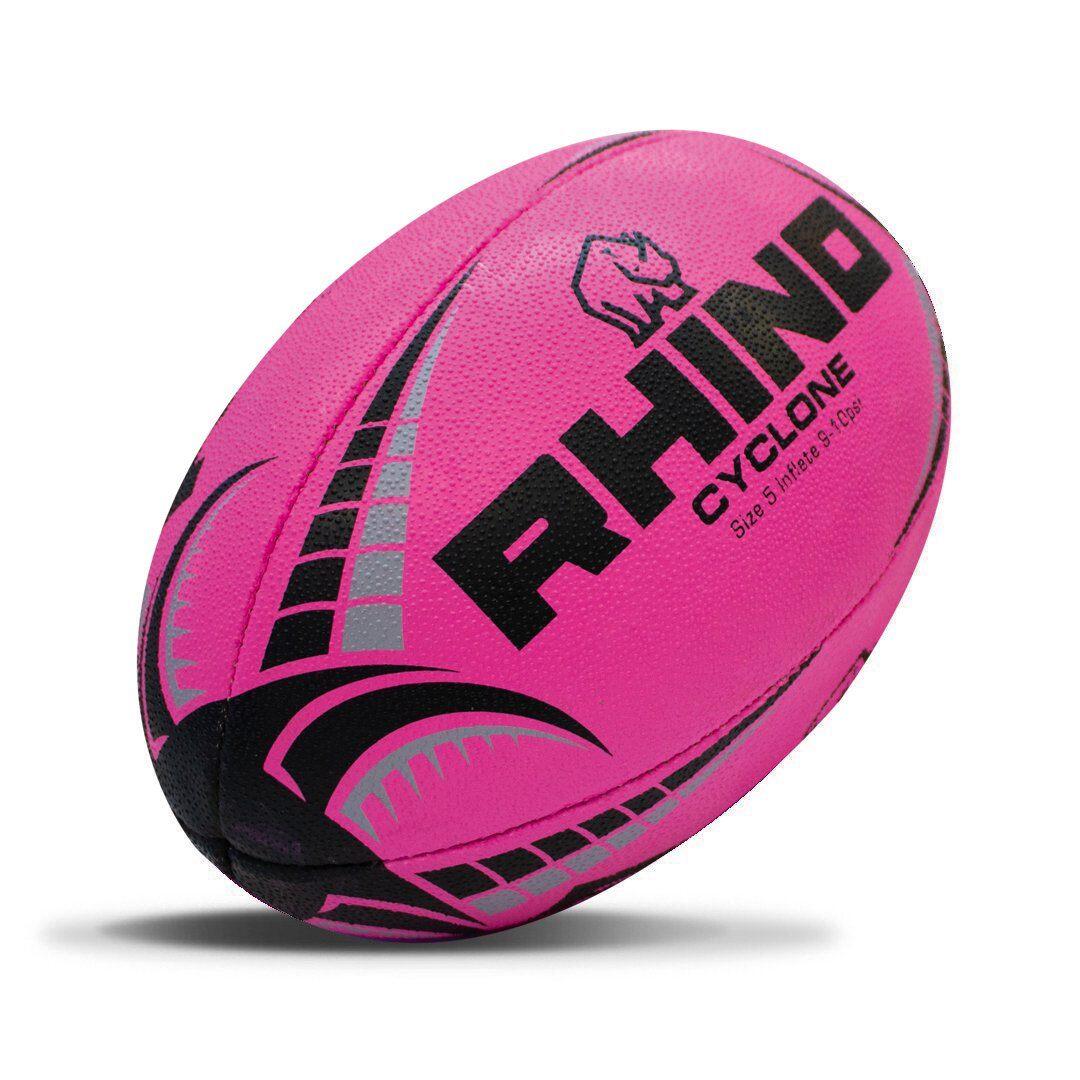 RHINO Cyclone XV Rugby Training Ball Hot Pink 5