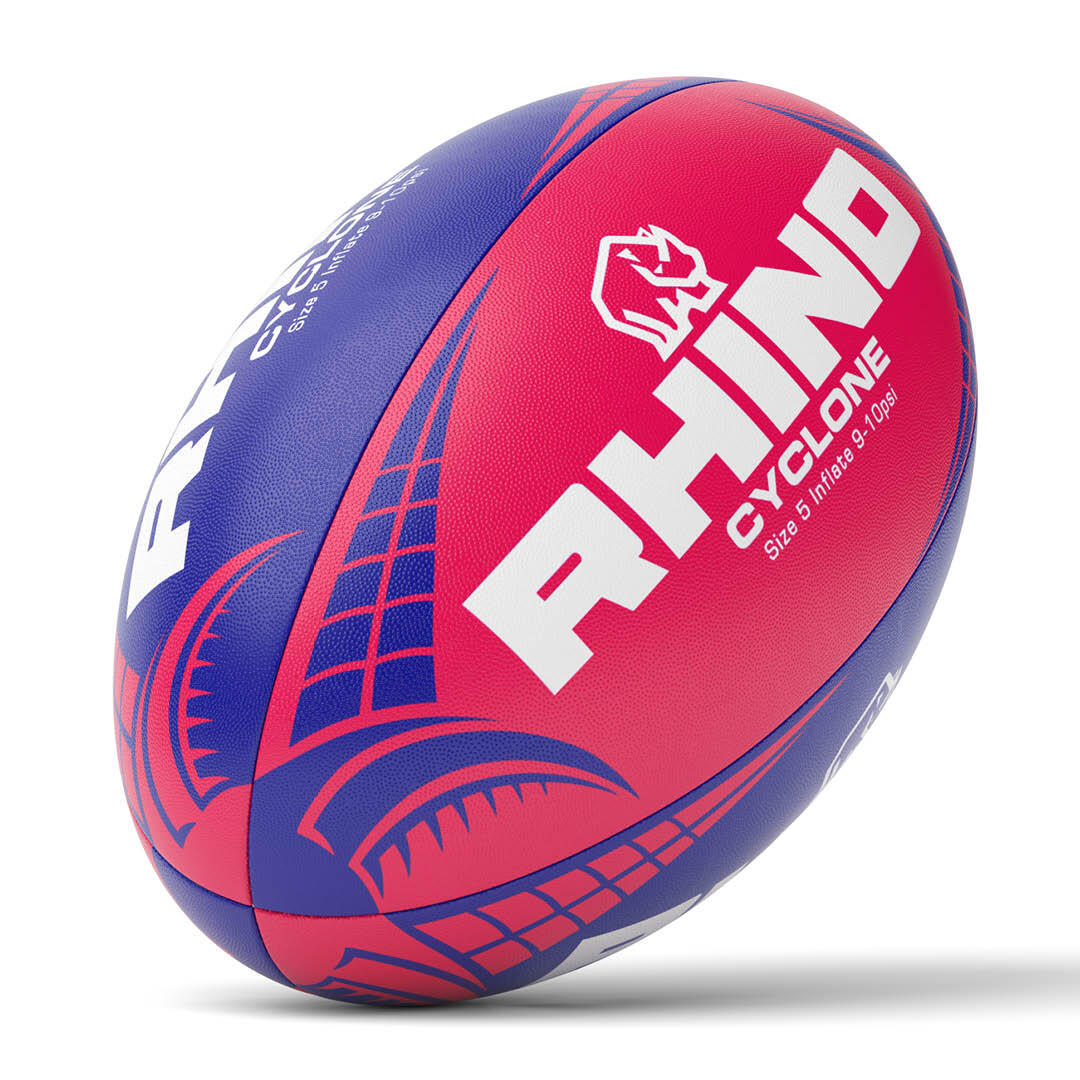 RHINO Cyclone XV Rugby Training Ball Blue/Pink 4