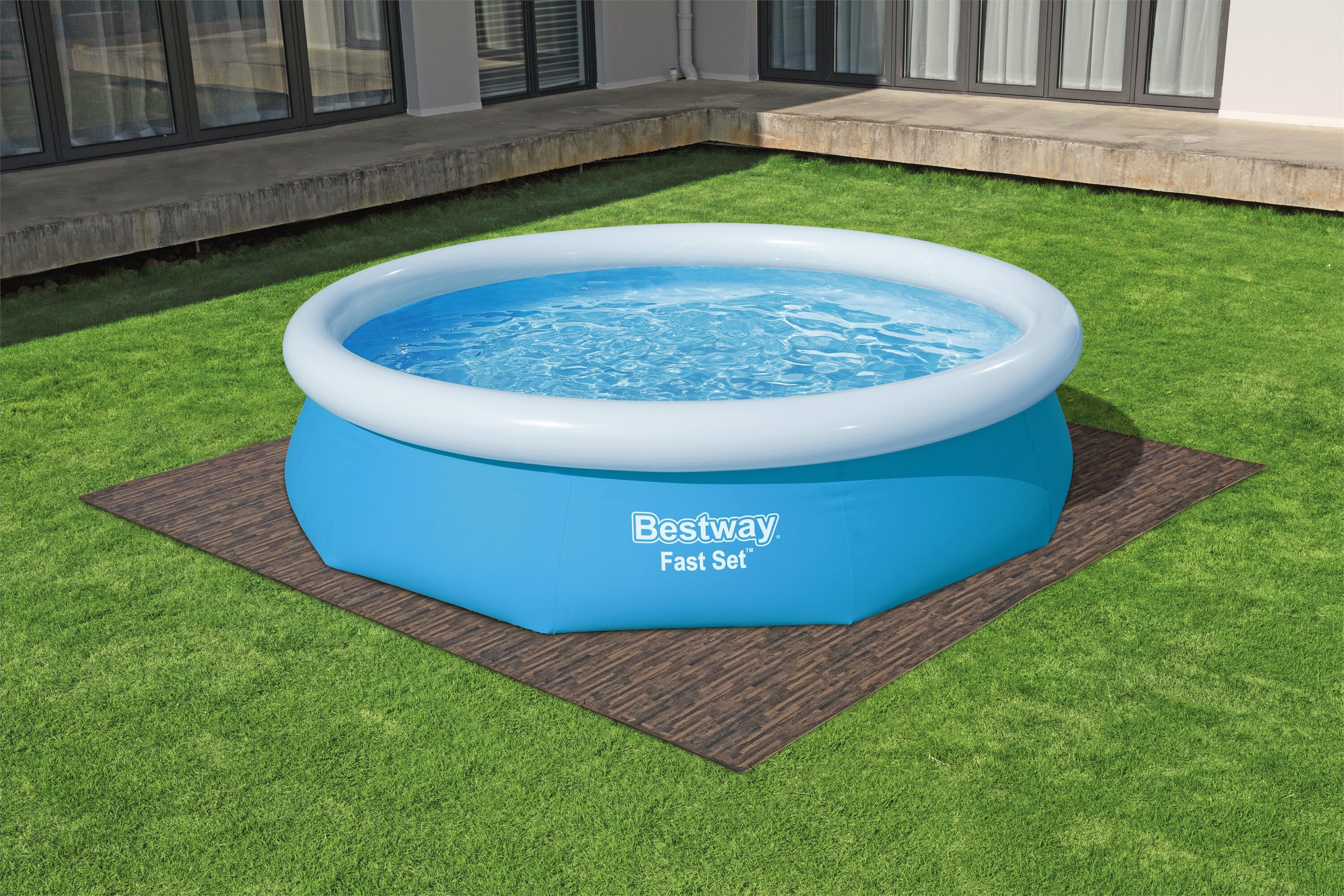 Bestway Lot de 12 tapis de sol pour piscine et spa - 50 x 50 cm - décor bois 3/7