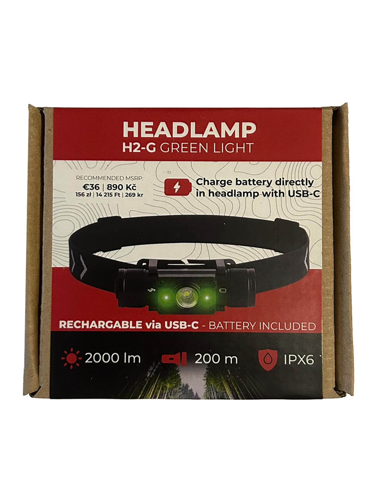 Venator Stirnlampe mit weißem und grünem Licht Ignis H2-G schwarz 2/4