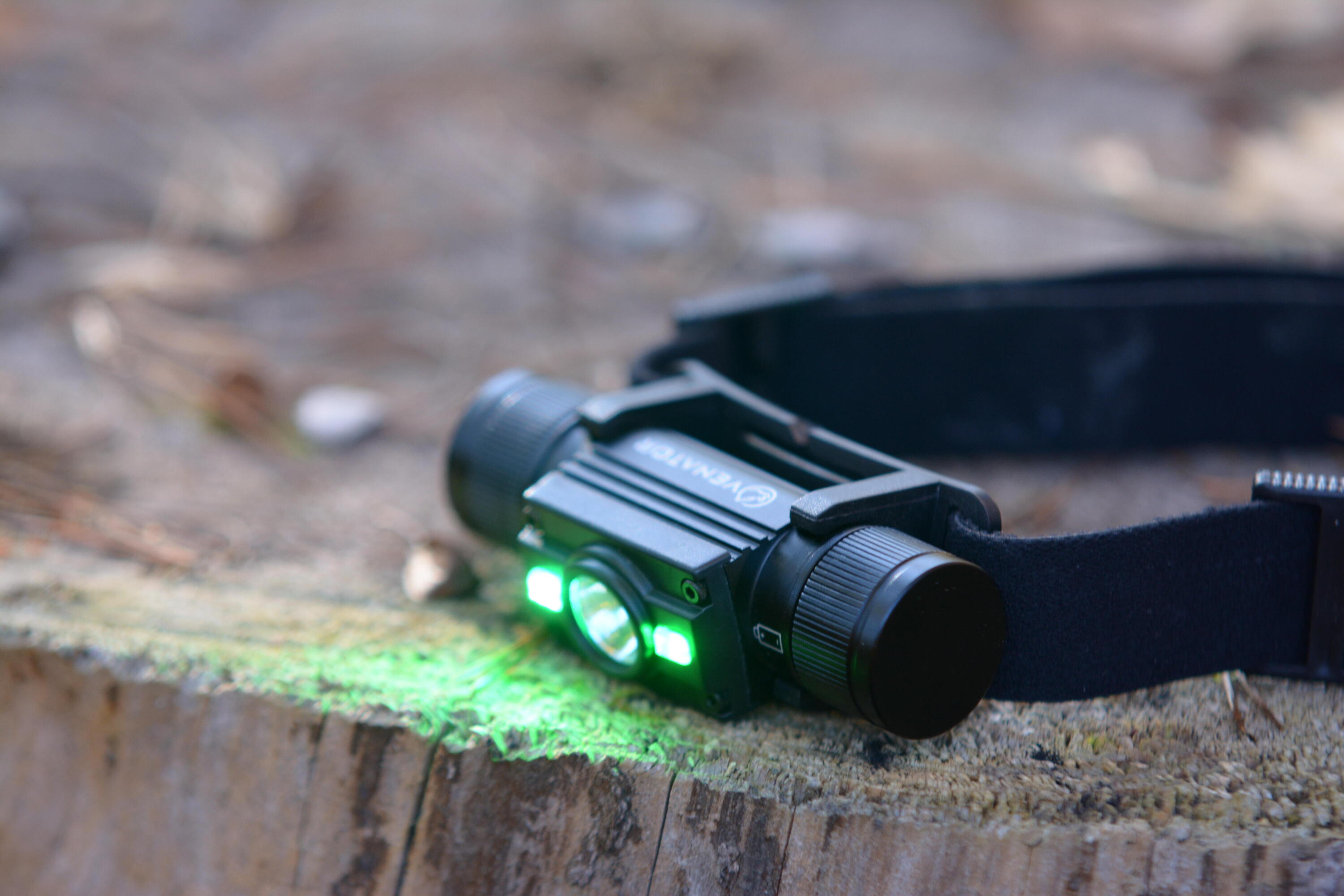 Venator Stirnlampe mit weißem und grünem Licht Ignis H2-G schwarz 3/4