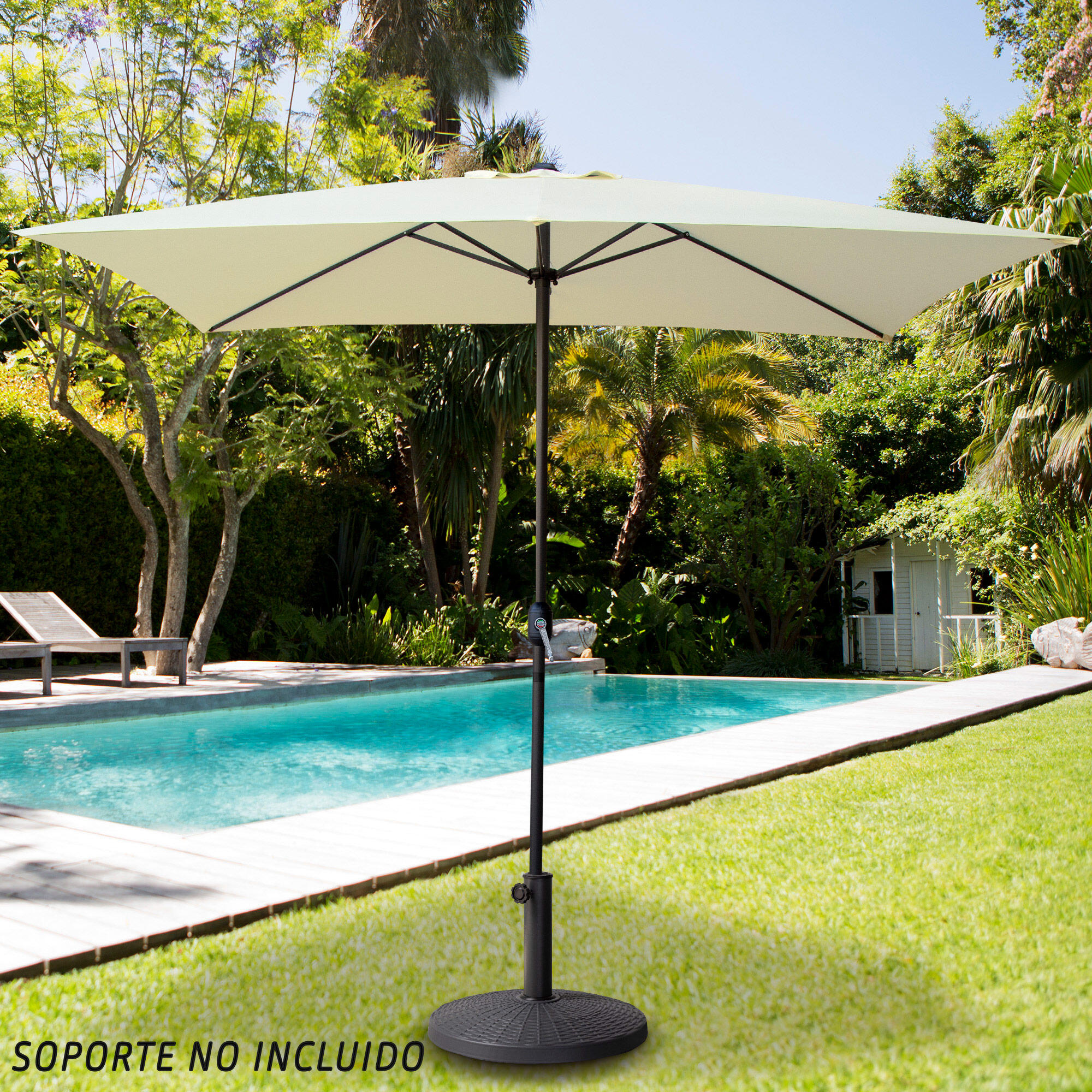 Parasol rectangular 200x300 cm color crema mástil aluminio Aktive Garden 5/7