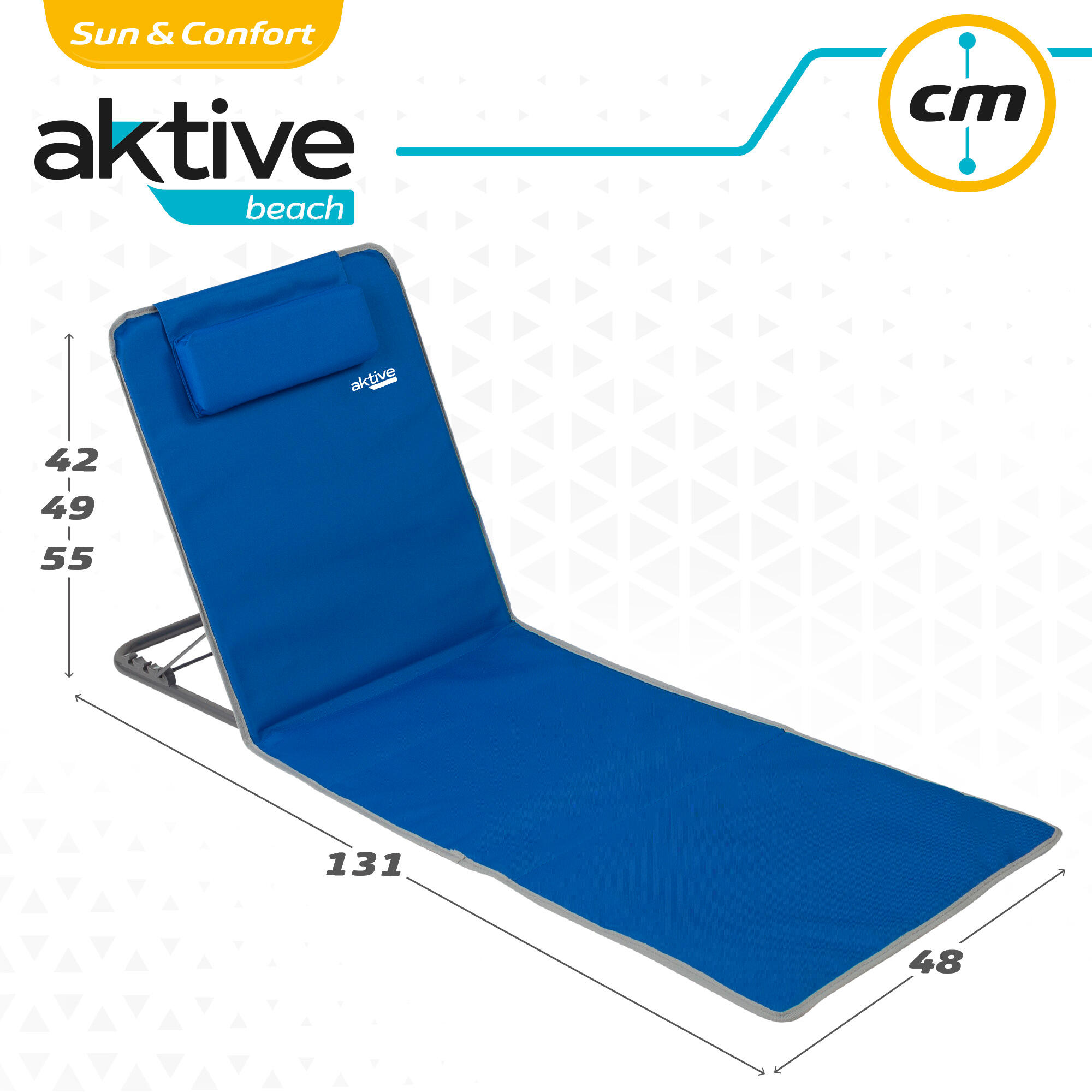 Tapis pliable avec dossier inclinable, coussin et pochette bleue Aktive 7/7