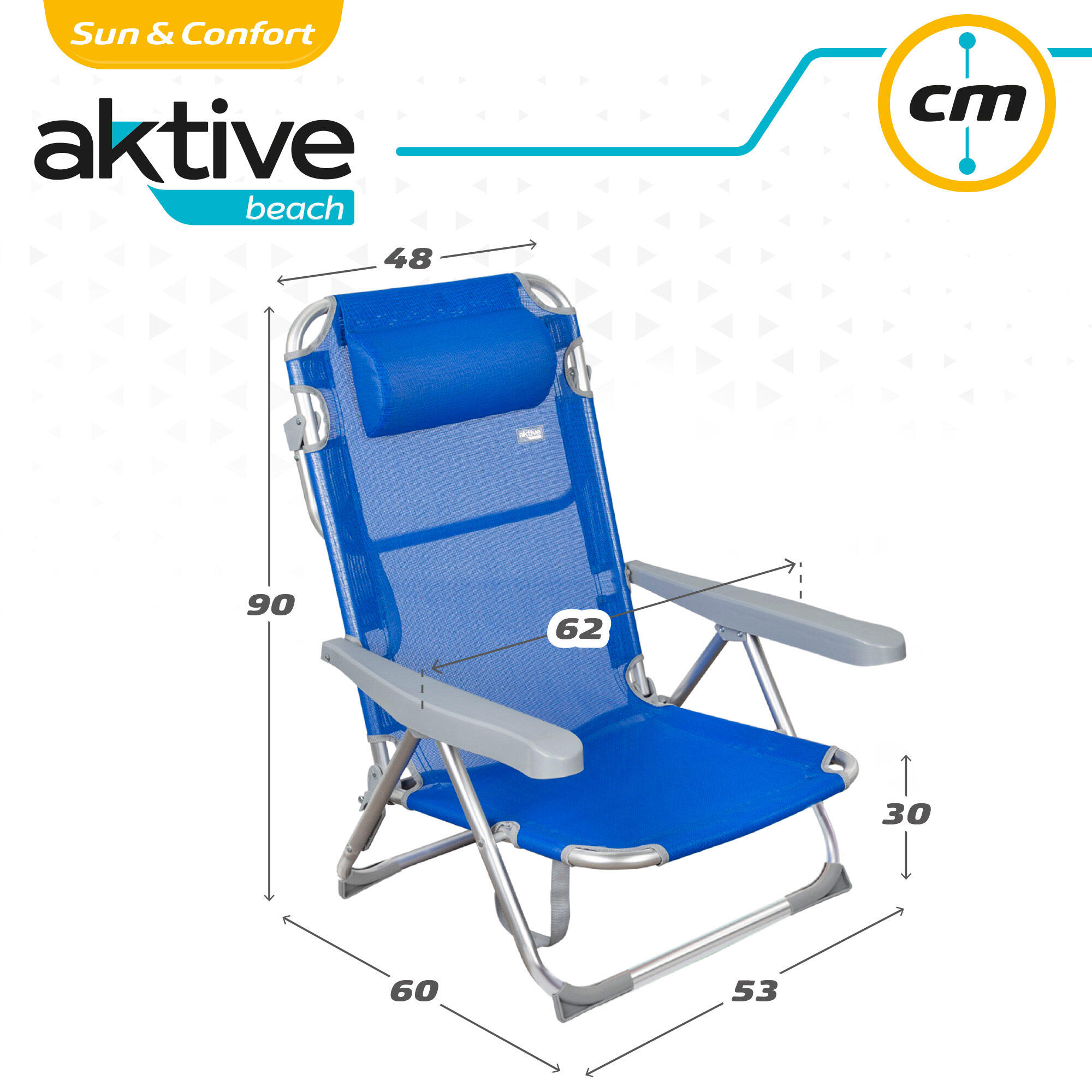 Cadeira alta dobrável de alumínio multi-posições azul Aktive 5/6