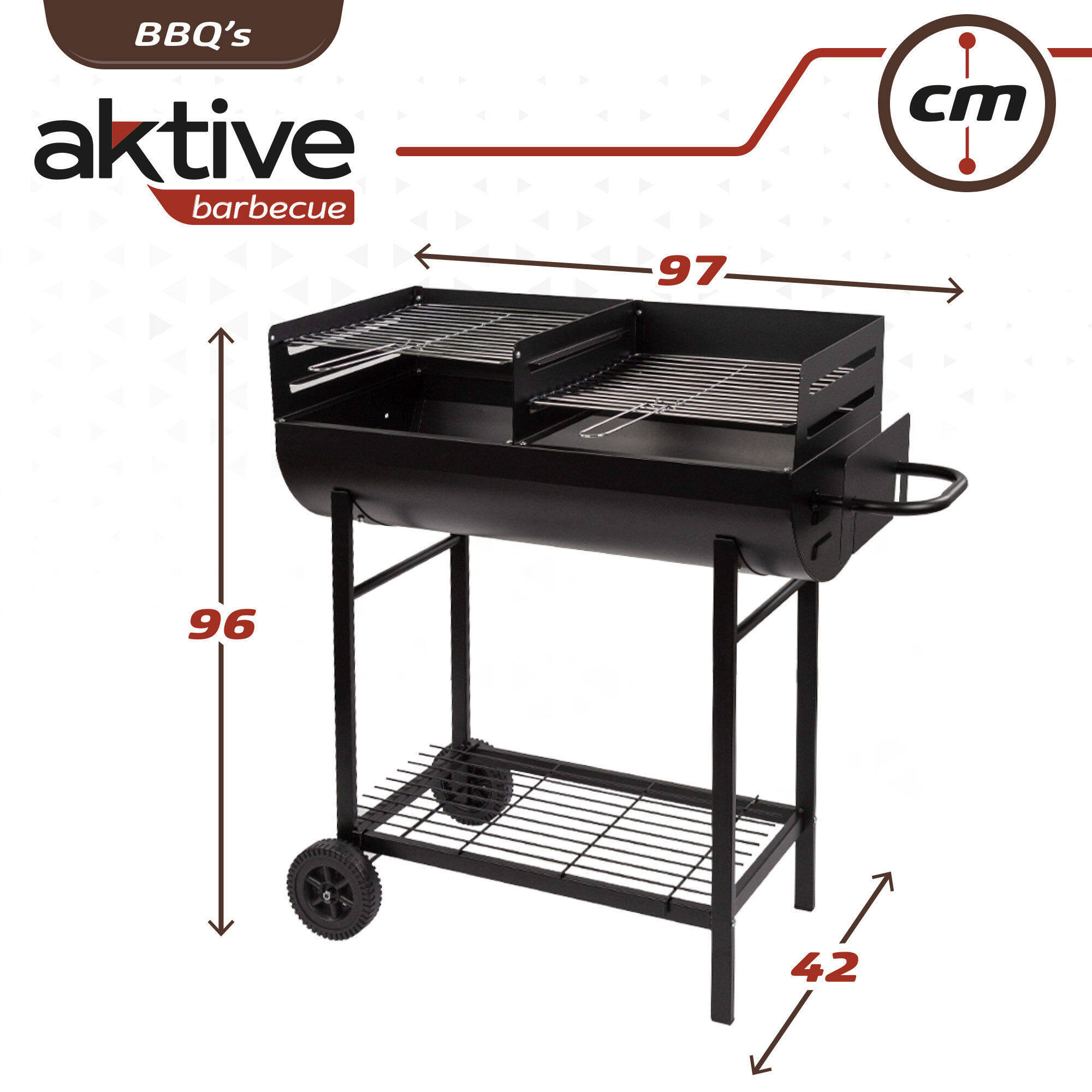 Barbacoa carbón portátil con doble parrilla y asa Aktive 6/7