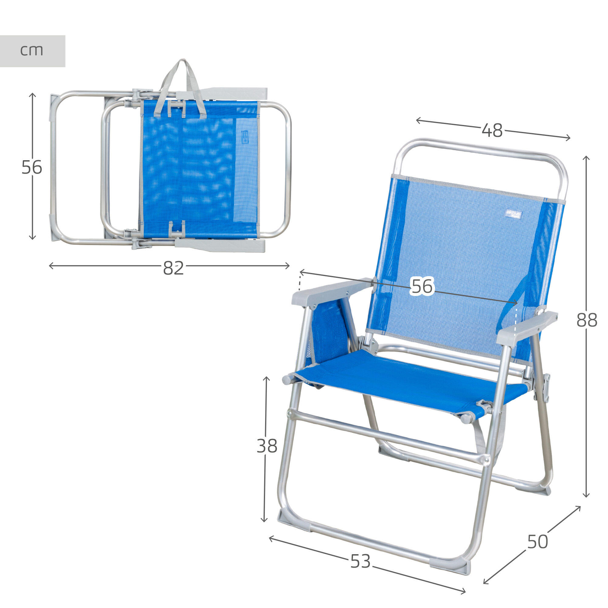 Silla playa plegable fija azul Aktive Beach 4/7