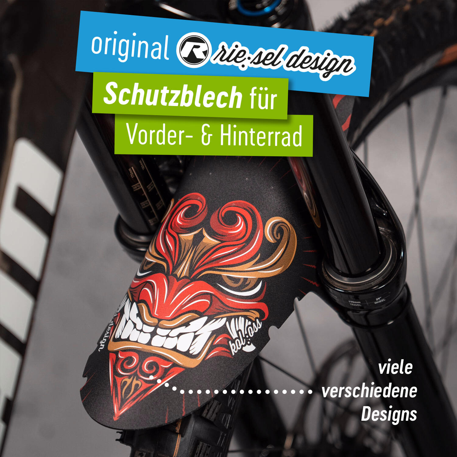 Riesel Design® MTB Mudguard Schutzblech Set vorn & hinten inkl. Kabelbinder 2/5