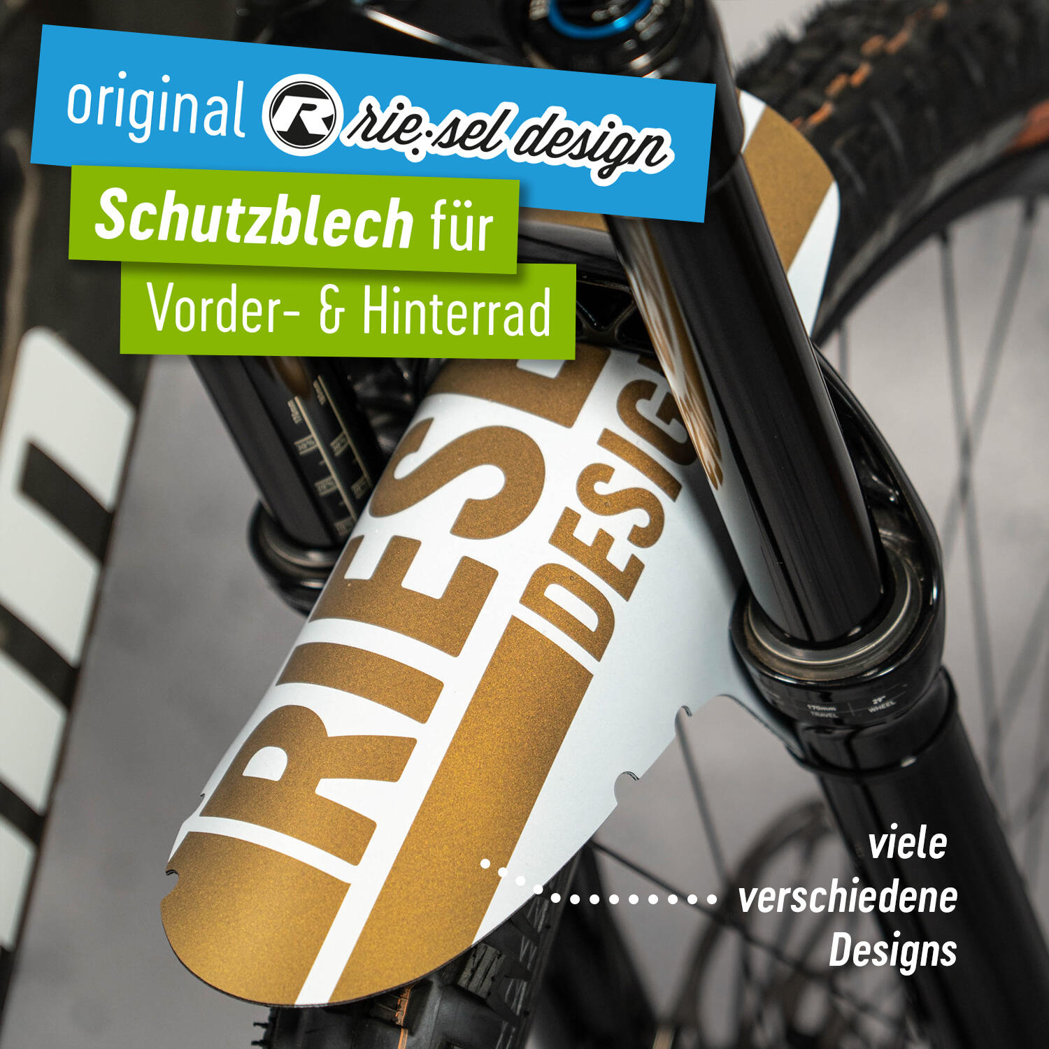 Riesel Design® MTB Mudguard Schutzblech Set vorn & hinten inkl. Kabelbinder 2/5