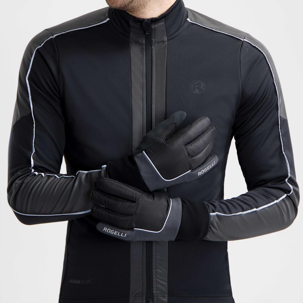 Rękawiczki sportowe unisex Rogelli Essentail Hi Vis wodoodporne