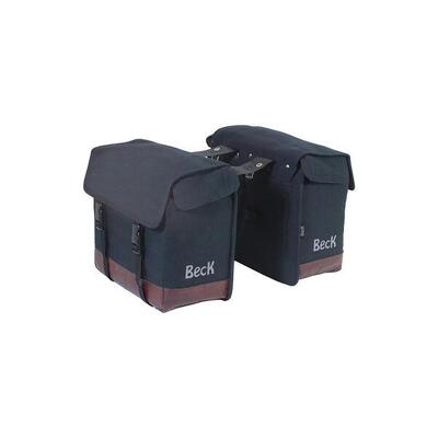 Dubbele fietstas - natuurlijk - grote capaciteit - voor bagagedrager