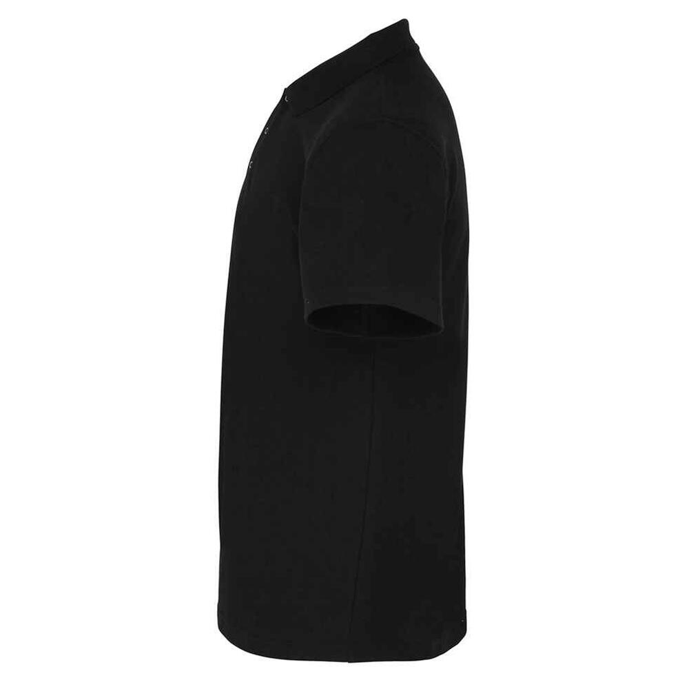 Mens Pique Stud Front Polo Shirt (Black) 3/4