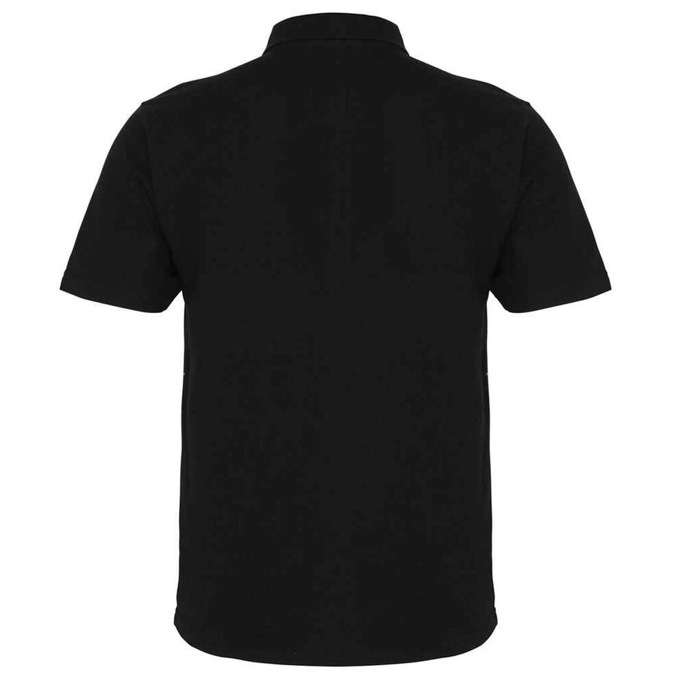 Mens Pique Stud Front Polo Shirt (Black) 2/4