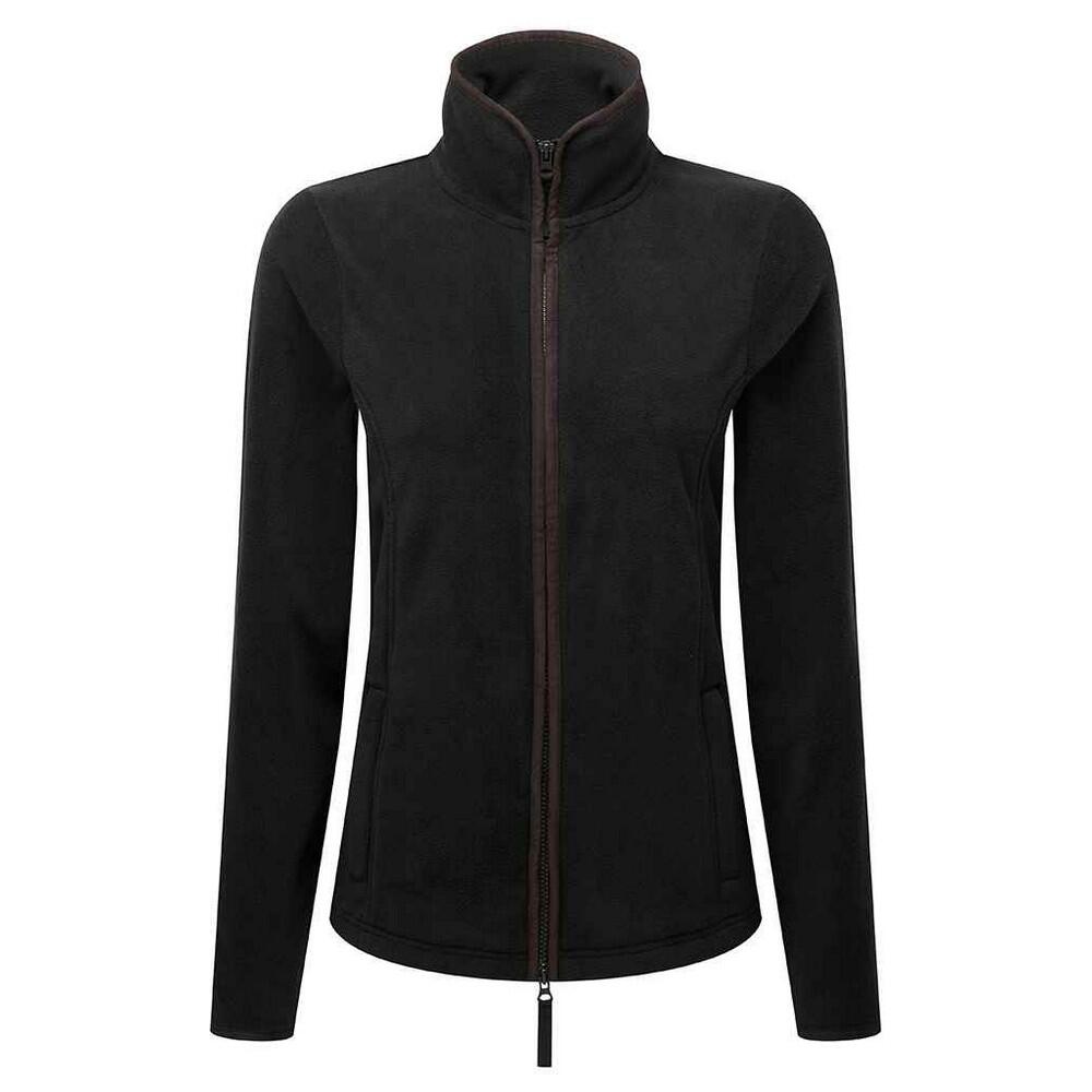 PREMIER Womens/Ladies Artisan Contrast Trim Fleece Jacket (Black/Brown)