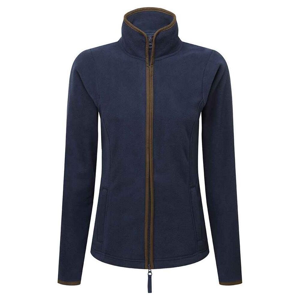 PREMIER Womens/Ladies Artisan Contrast Trim Fleece Jacket (Navy/Brown)