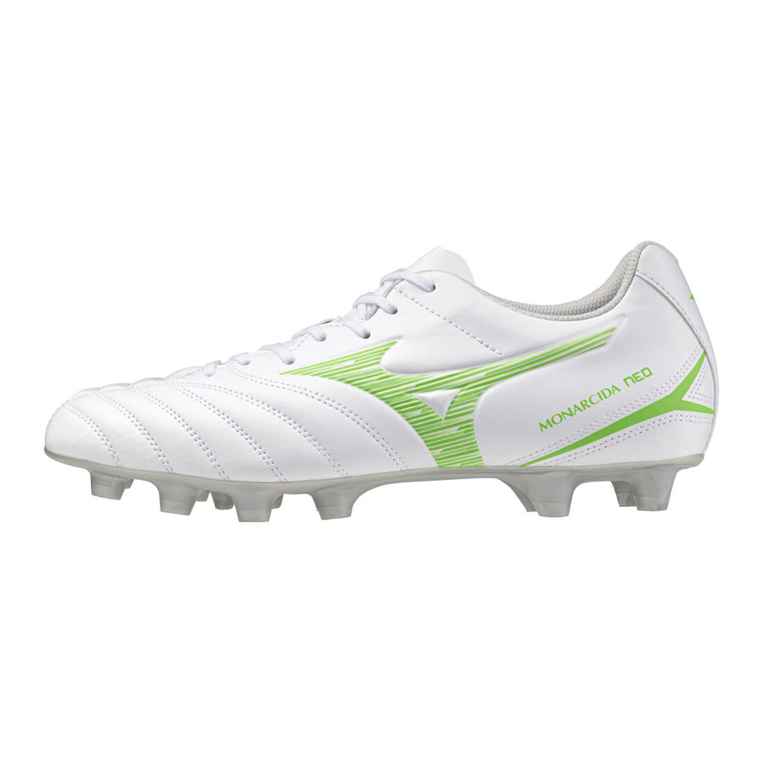 Chuteiras mizuno monarcida neo iii select branco e verde néon