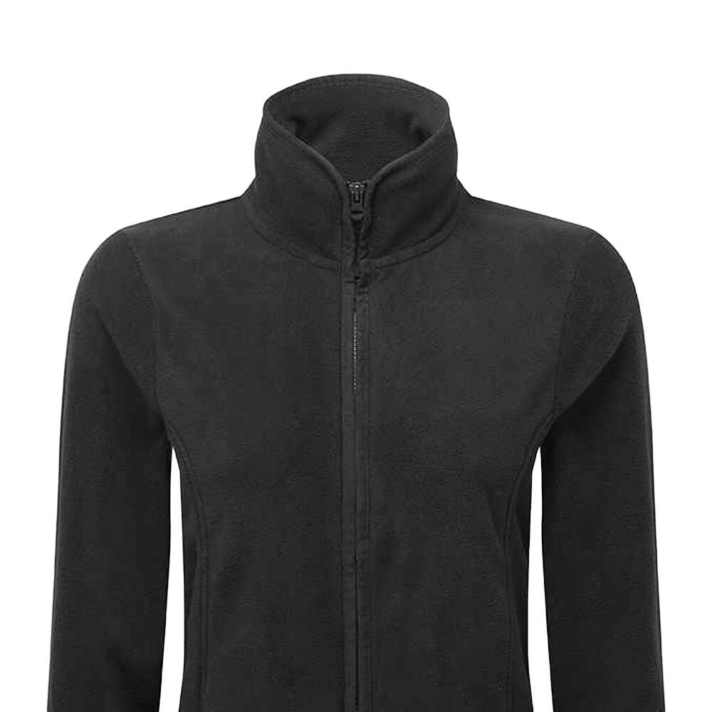 Womens/Ladies Artisan Contrast Trim Fleece Jacket (Black/Black) 2/4