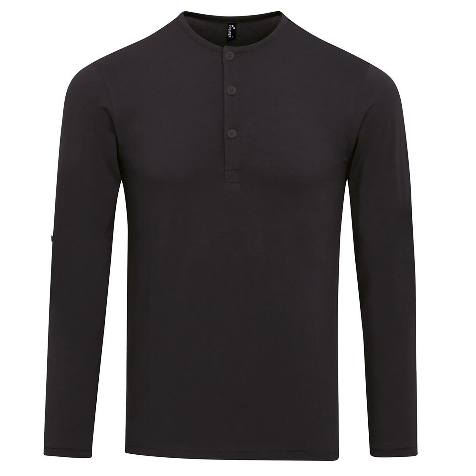 PREMIER Mens Long John Roll Sleeve Tee (Black)