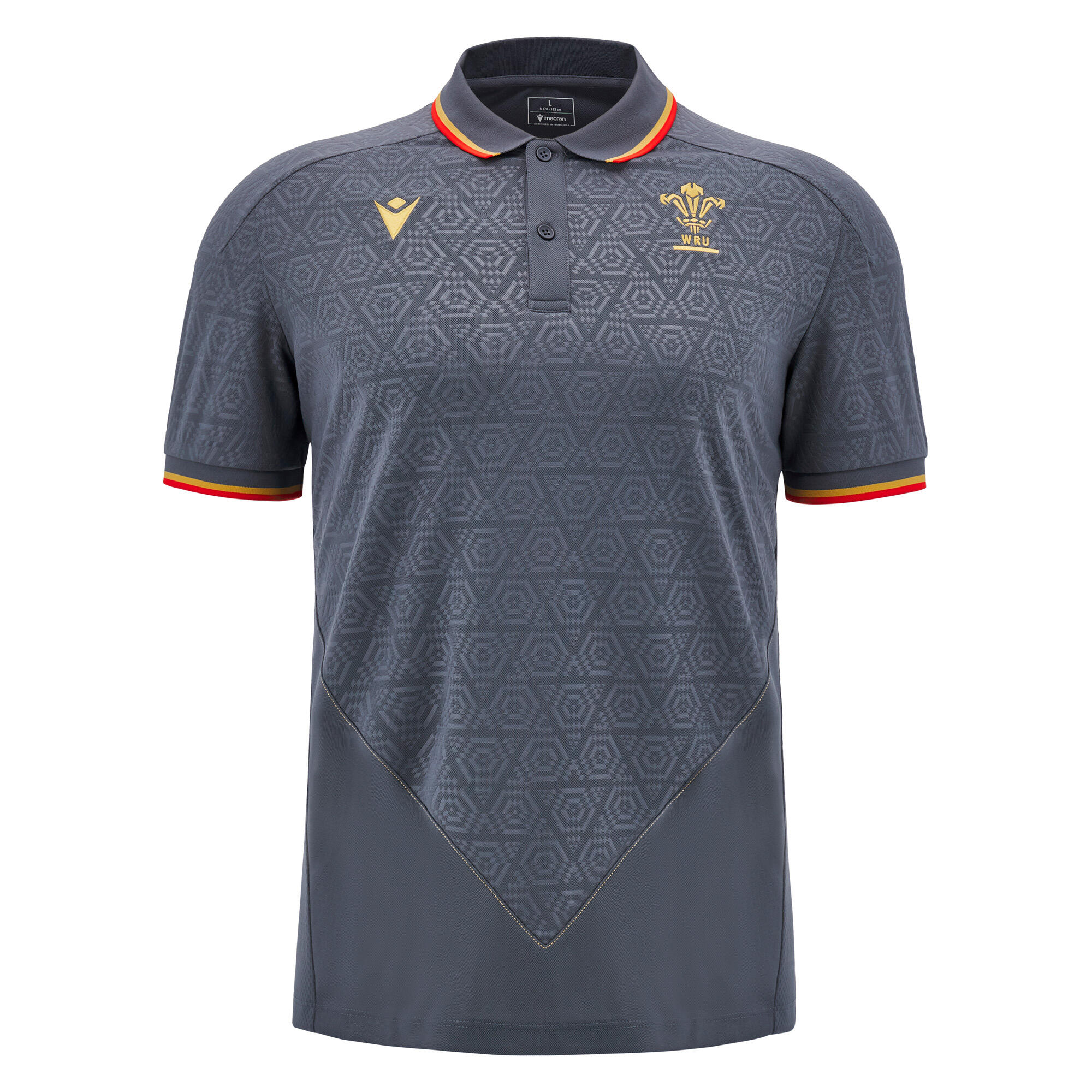 MACRON Wales WRU M24/25 Travel Poly Rugby Polo Adults