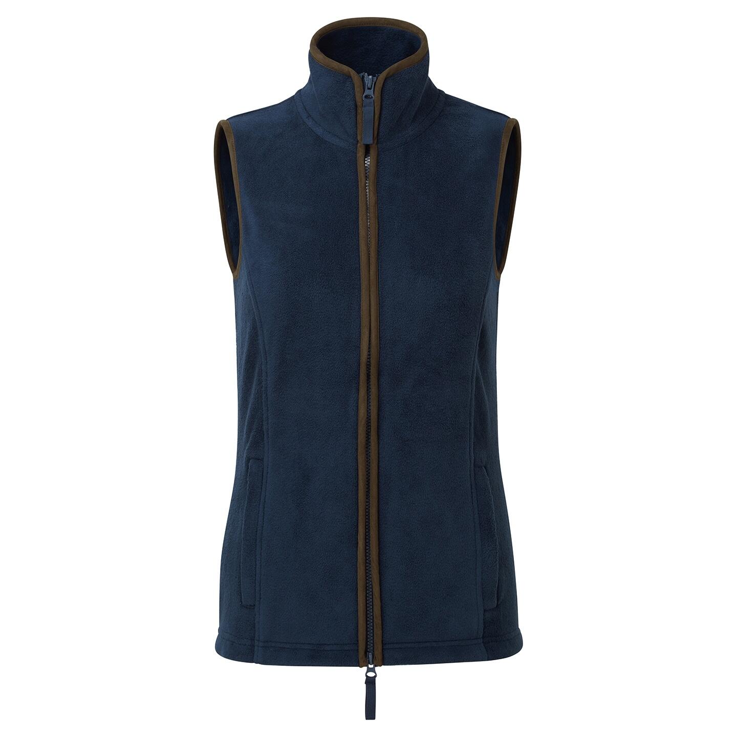 PREMIER Womens/Ladies Artisan Fleece Gilet (Navy/Brown)