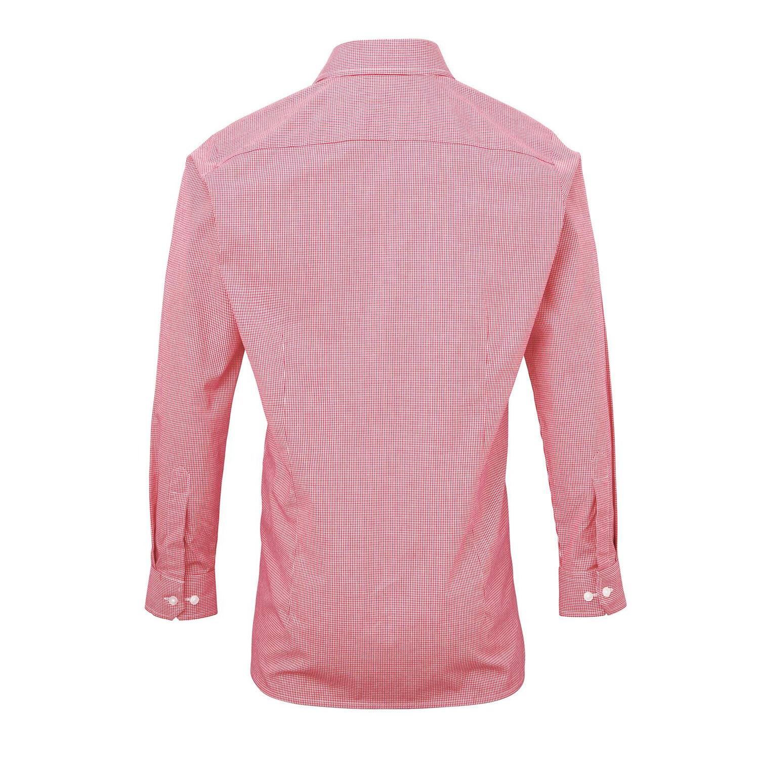 Mens Microcheck Long Sleeve Shirt (Red/White) 2/4