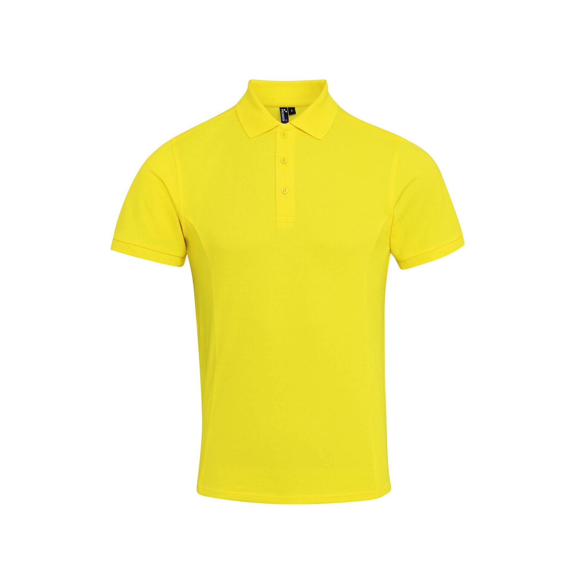 PREMIER Mens Coolchecker Plus Pique Polo With CoolPlus (Yellow)