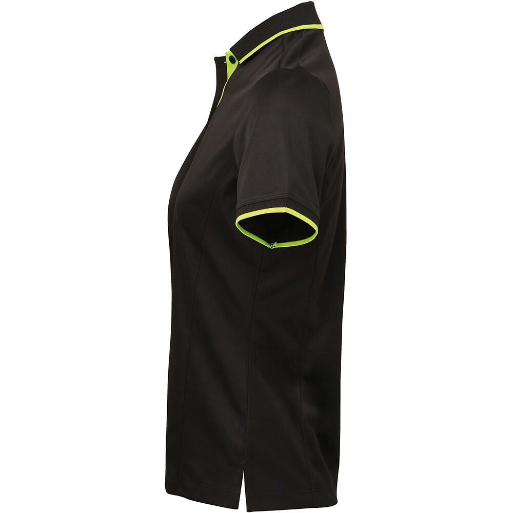 Womens/Ladies Contrast Coolchecker Polo Shirt (Black/Lime) 3/4