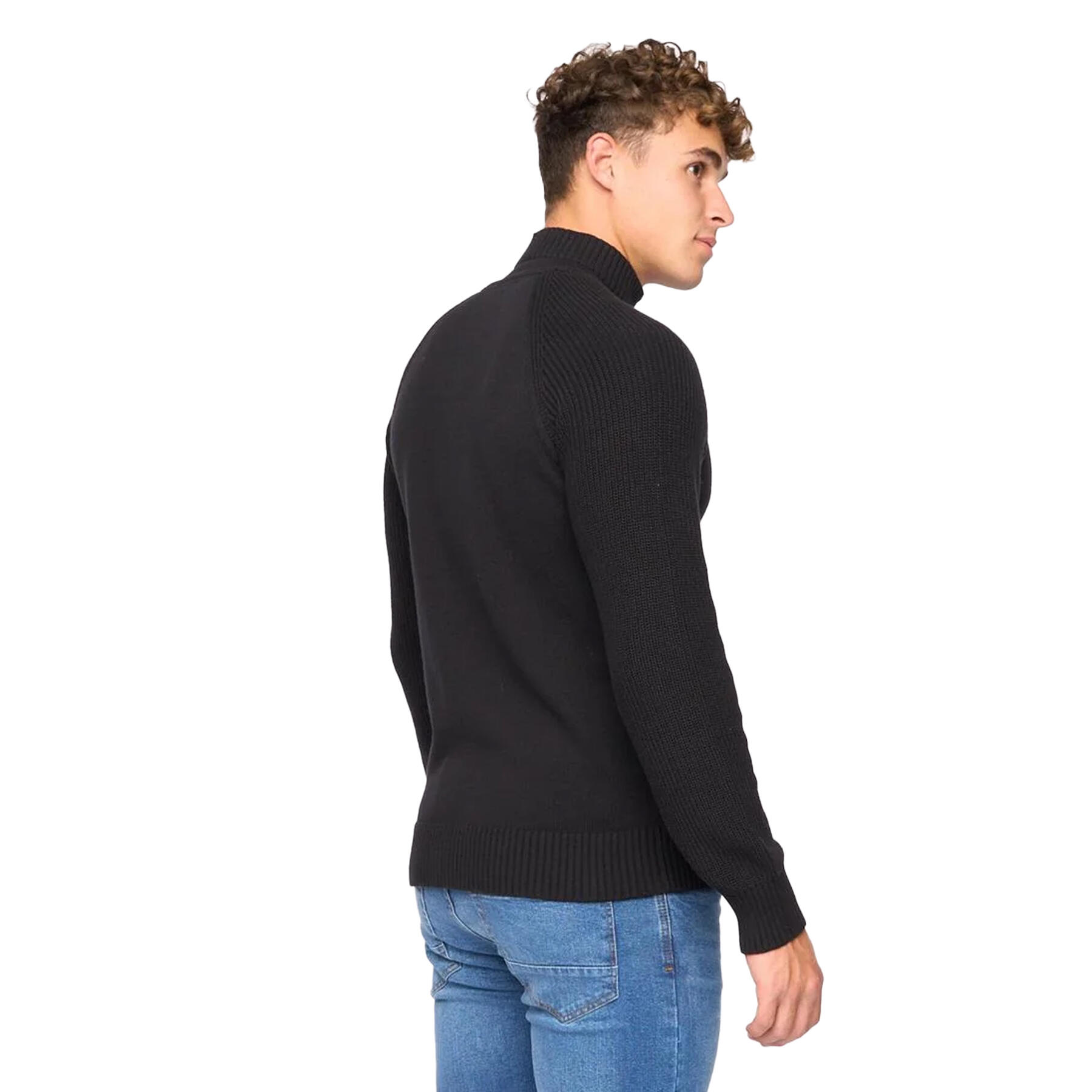 Mens Birchin Knitted Full Zip Jumper (Black) 2/3