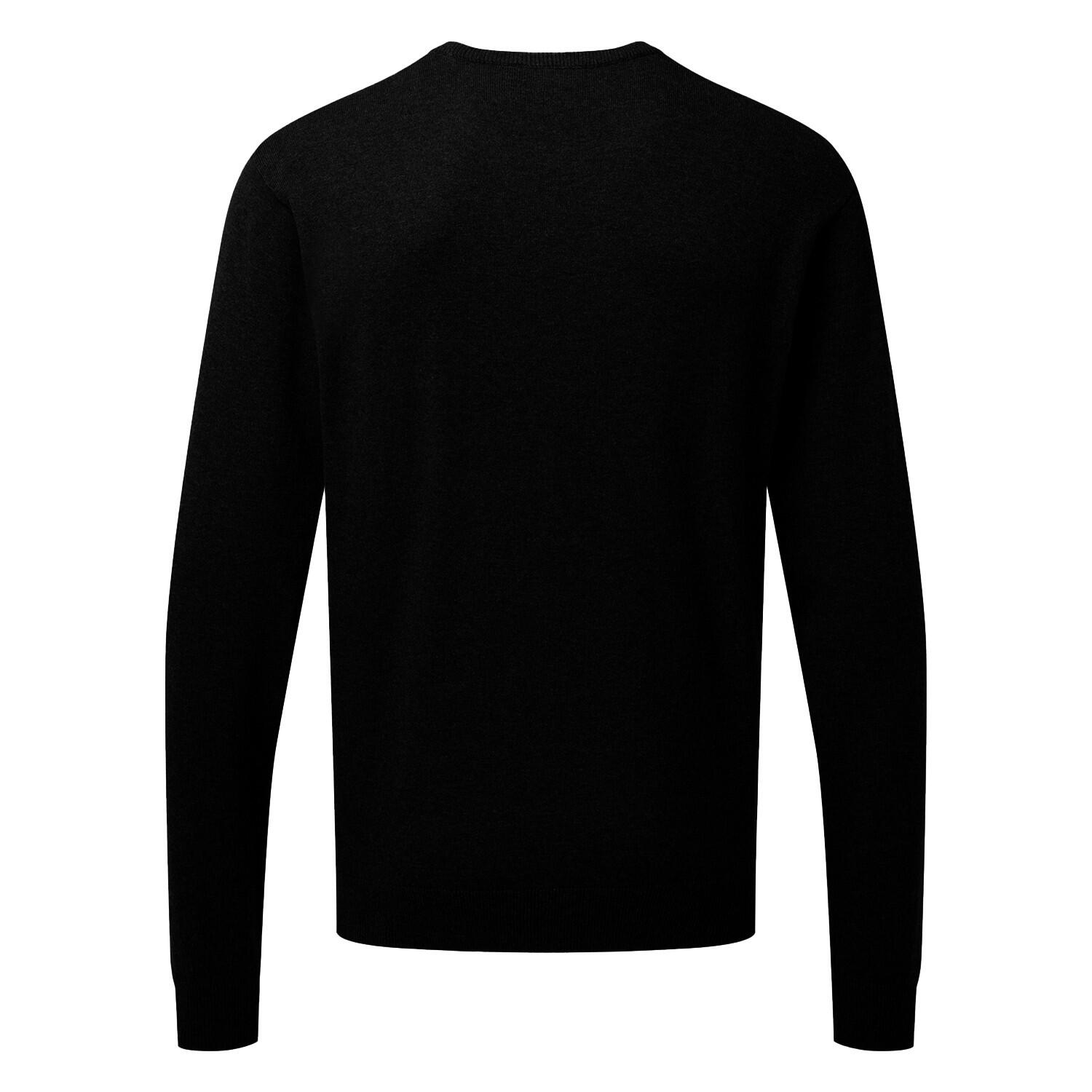 Mens Knitted Cotton Crew Neck Sweatshirt (Black) 2/3