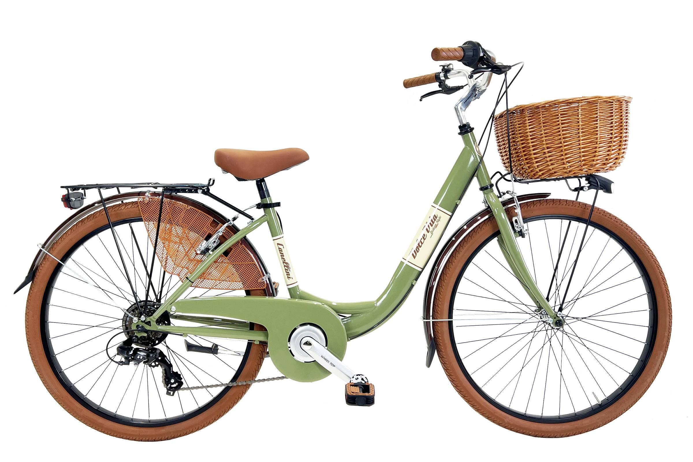 CANELLINI Stadtfahrrad Dolce Vita by Canellini Venere 26" mit Korb - Olivgrün