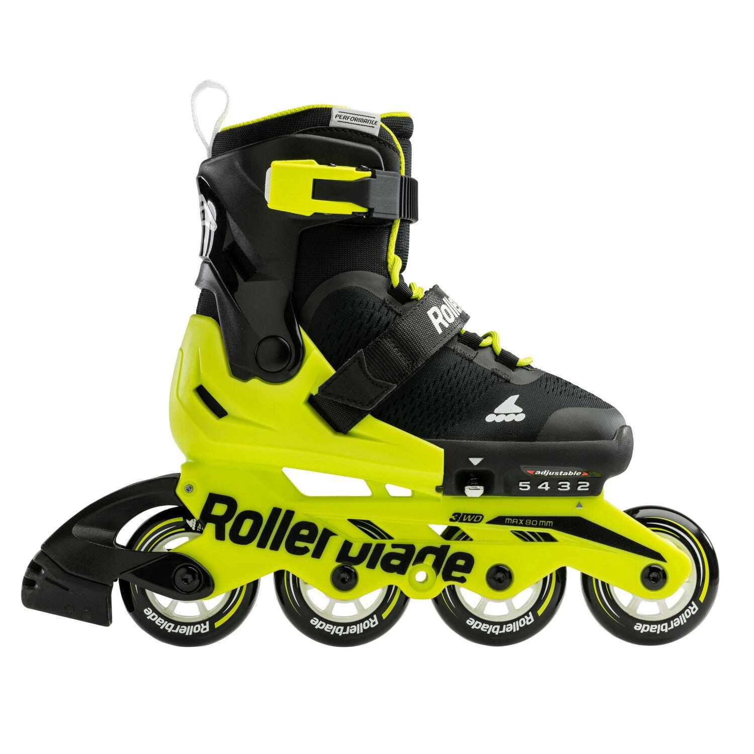 ROLLERBLADE MICROBLADE, BLACK/NEON YELLOW, 28-32 4/5